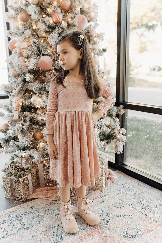 Gwendolyn Blush Velvet Dress