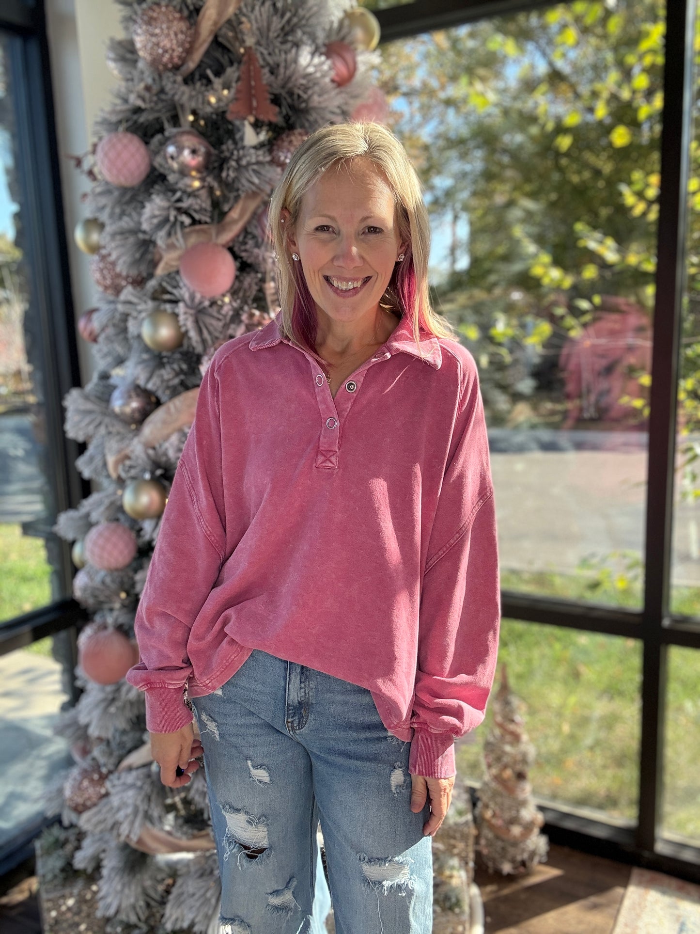 Berry Mineral Wash Pullover