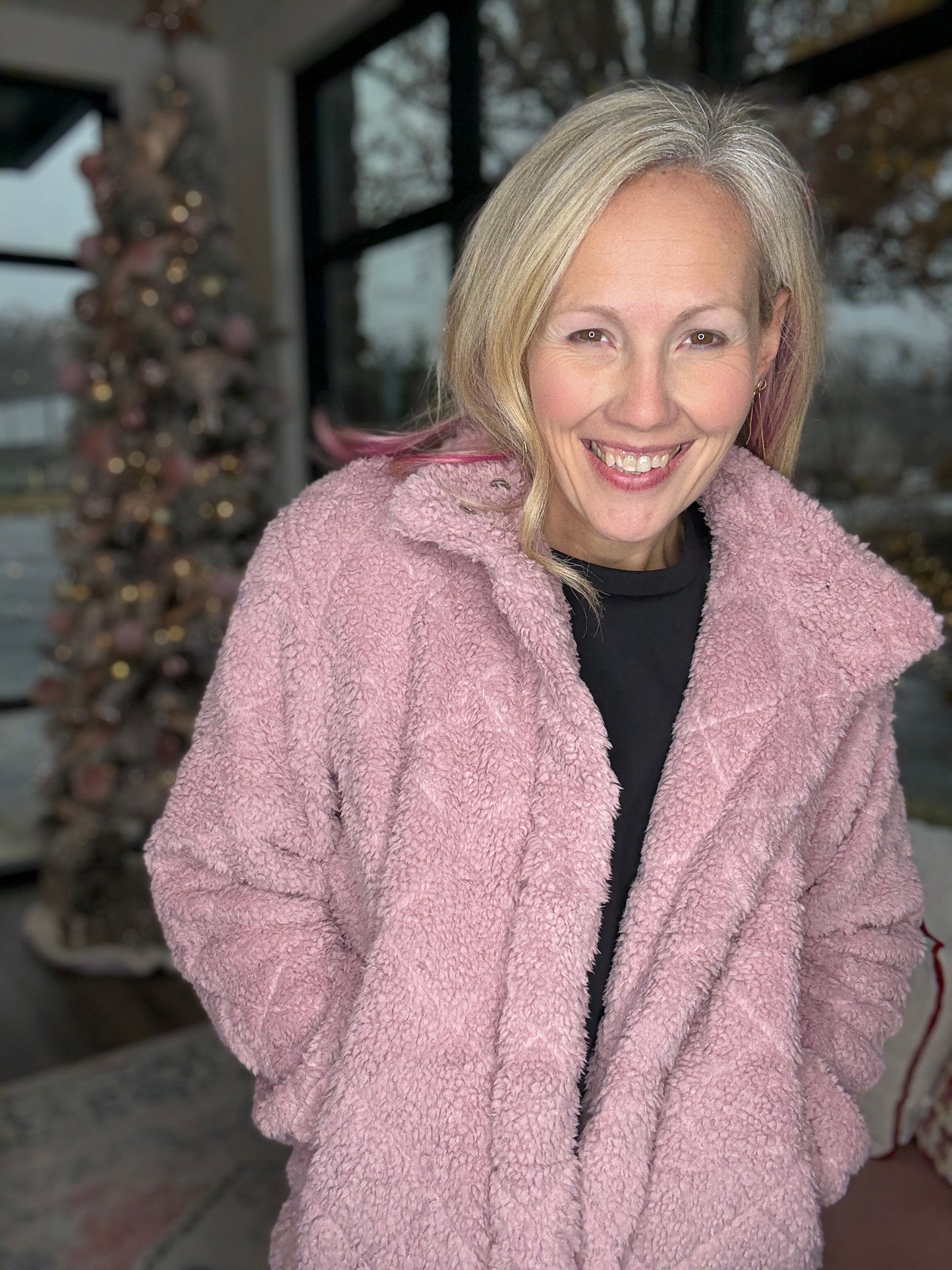 Candie Sherpa Jacket- Mauve