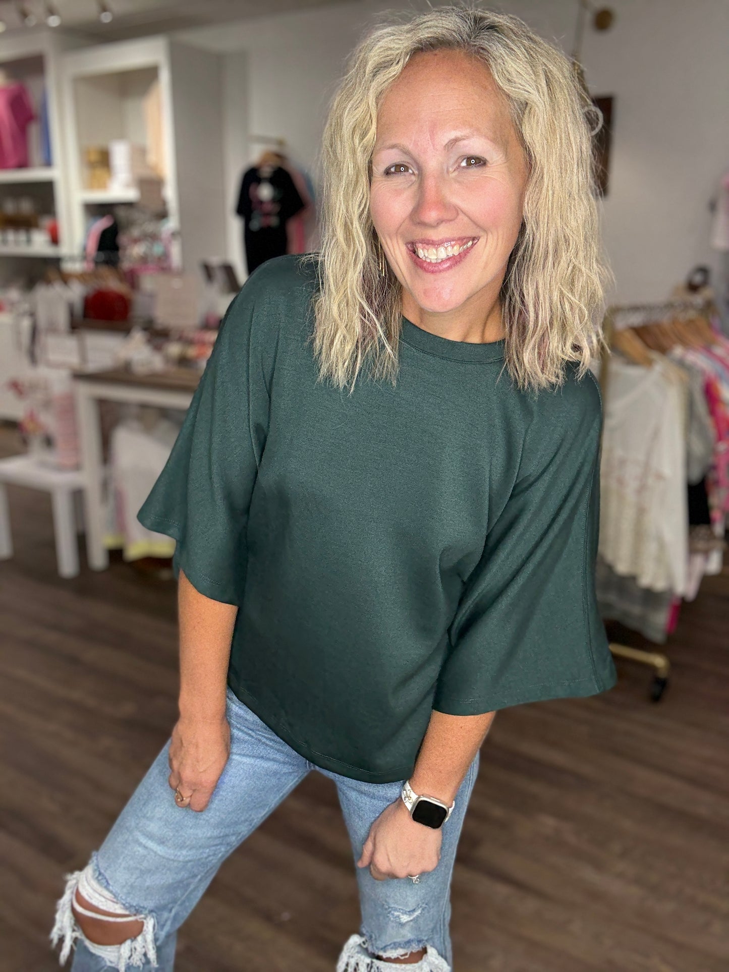 Saturday Stroll Top- Green