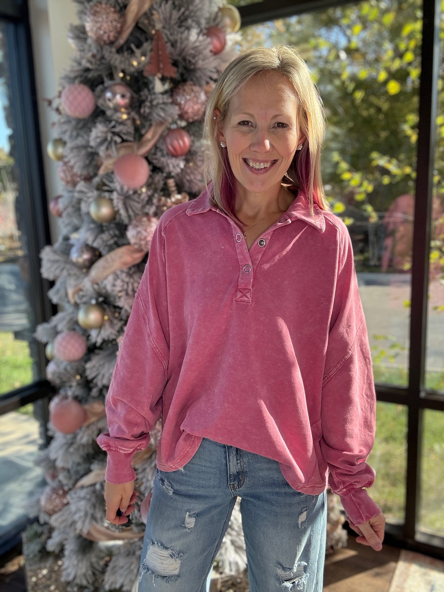 Berry Mineral Wash Pullover