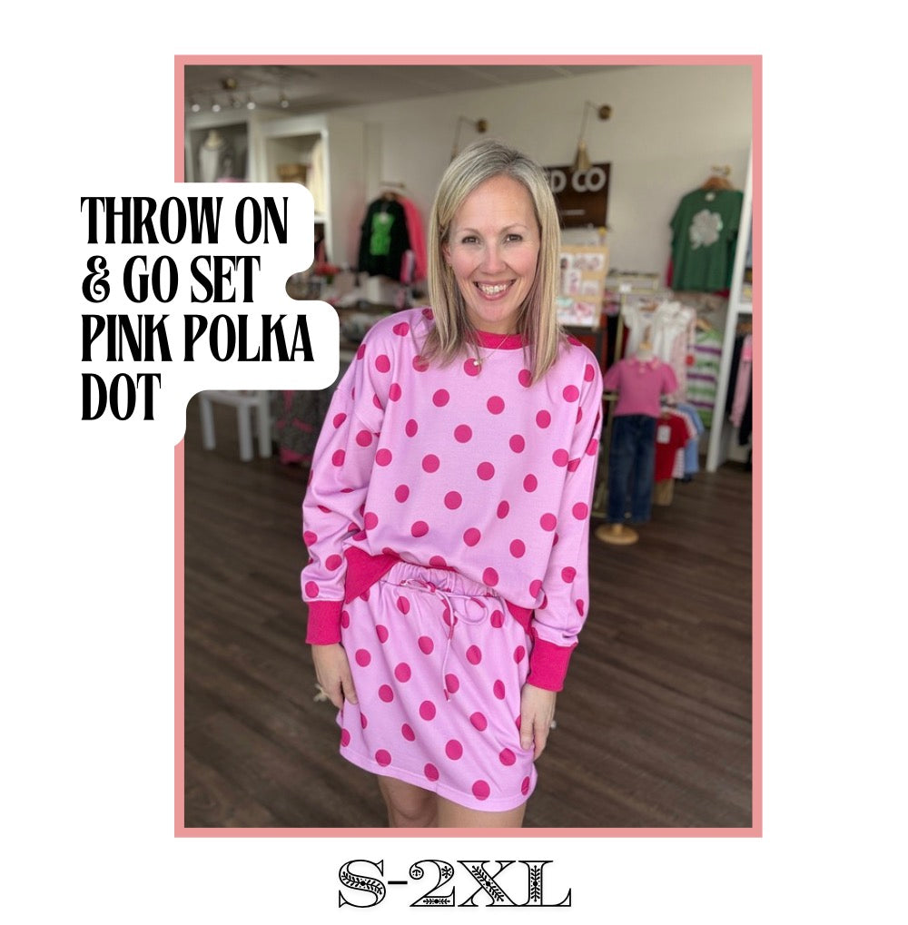 Throw On & Go Skort Set-Pink Polka Dot