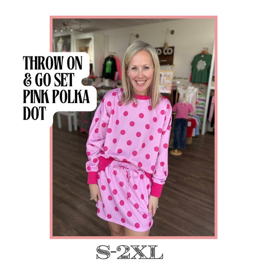 Throw On & Go Skort Set-Pink Polka Dot
