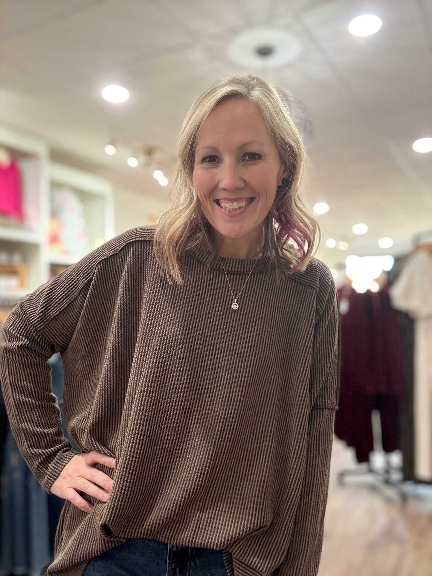 Dreamy Ribbed Top- Mocha