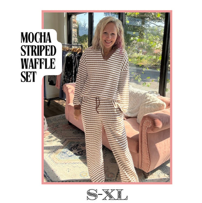 Mocha Striped Pant Set