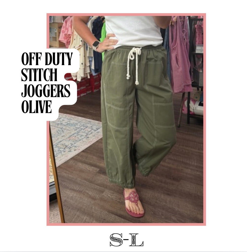 Off Duty Stitch Joggers- Olive