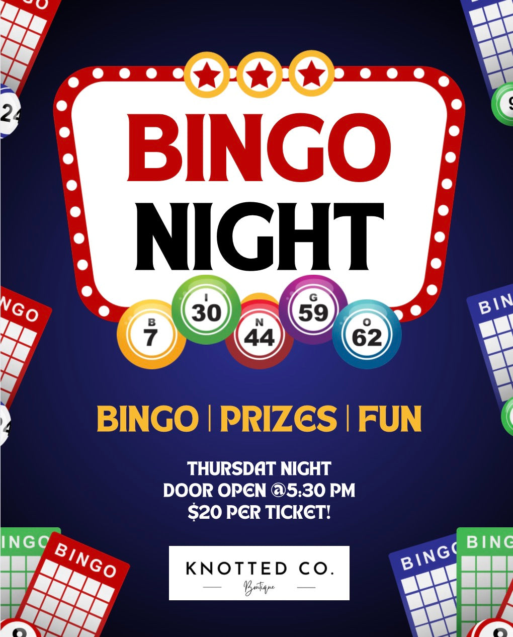 $20 October 29th BINGO!!