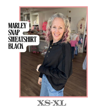 Marley Snap Sweatshirt- Black