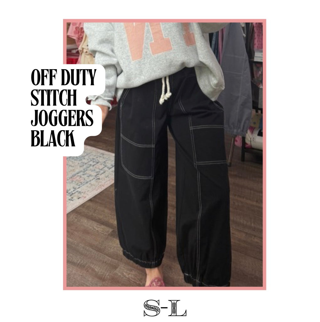 Off Duty Stitch Joggers- Black