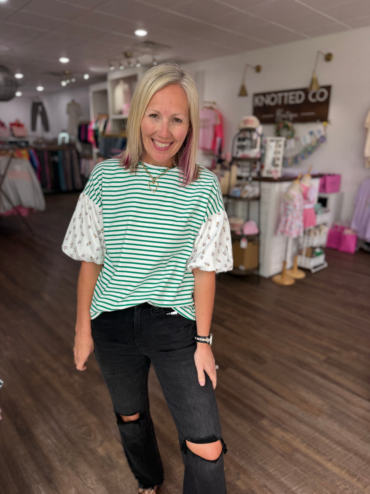 Spring Patchwork Top- Green