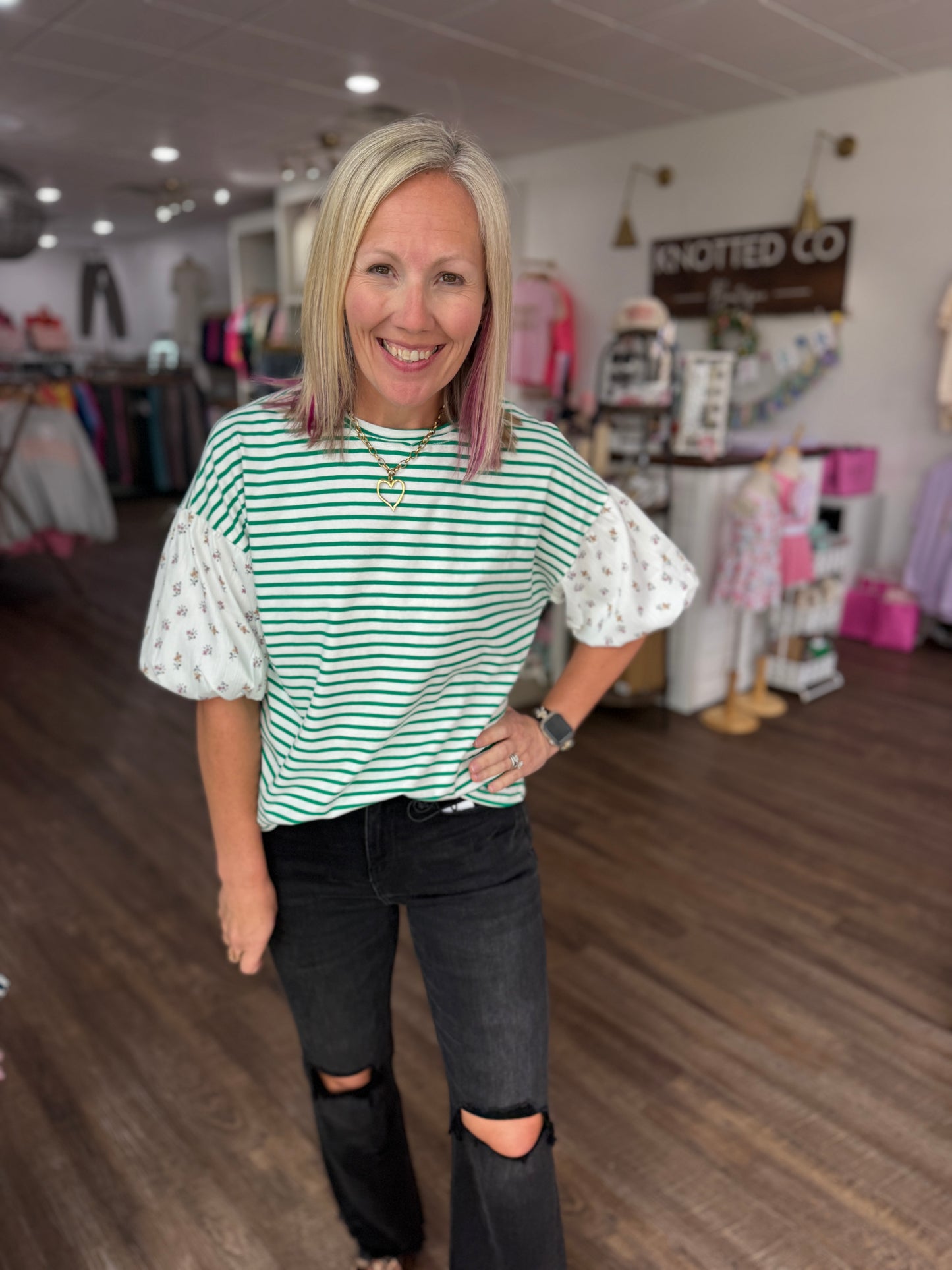 Spring Patchwork Top- Green