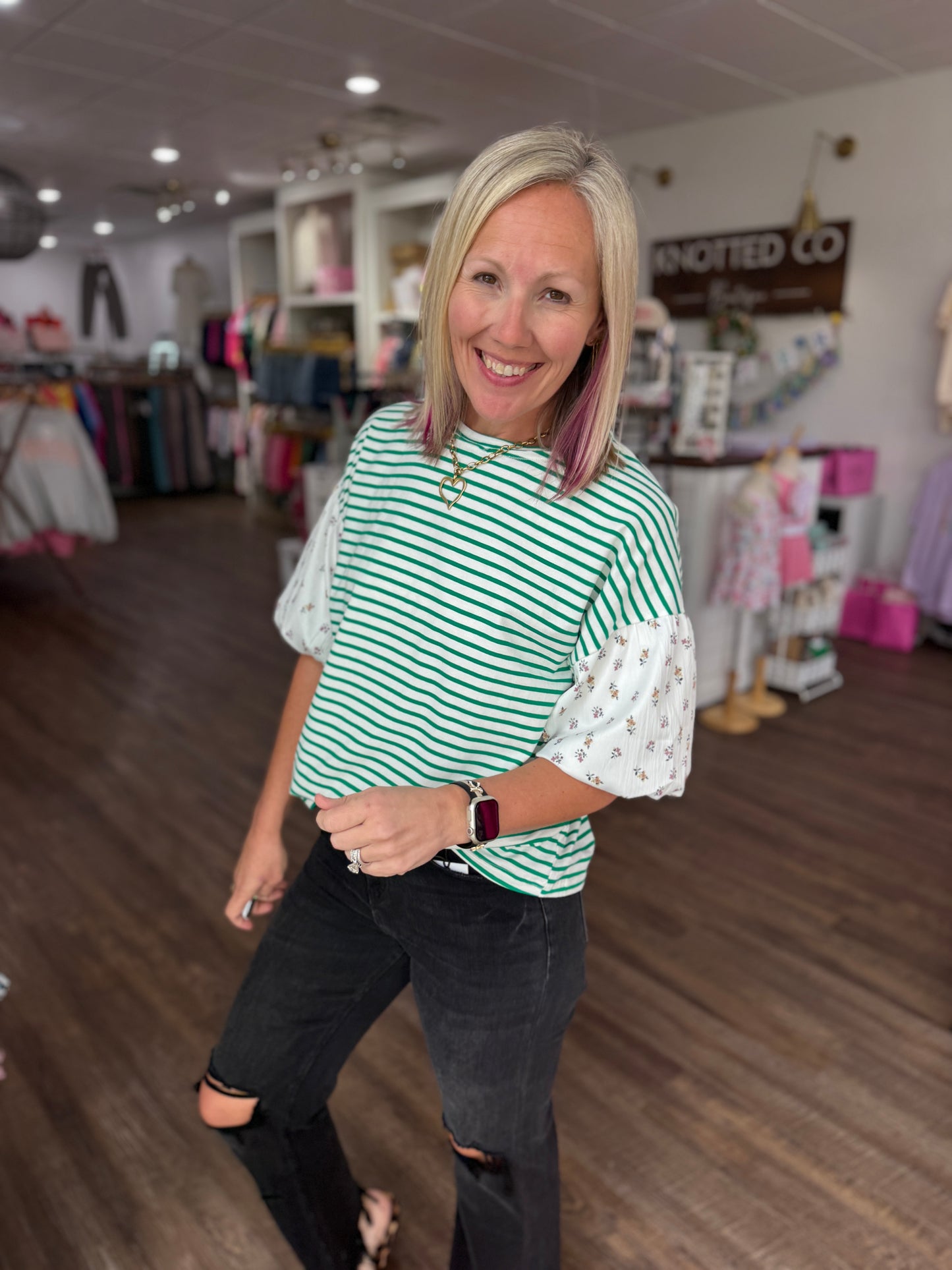 Spring Patchwork Top- Green