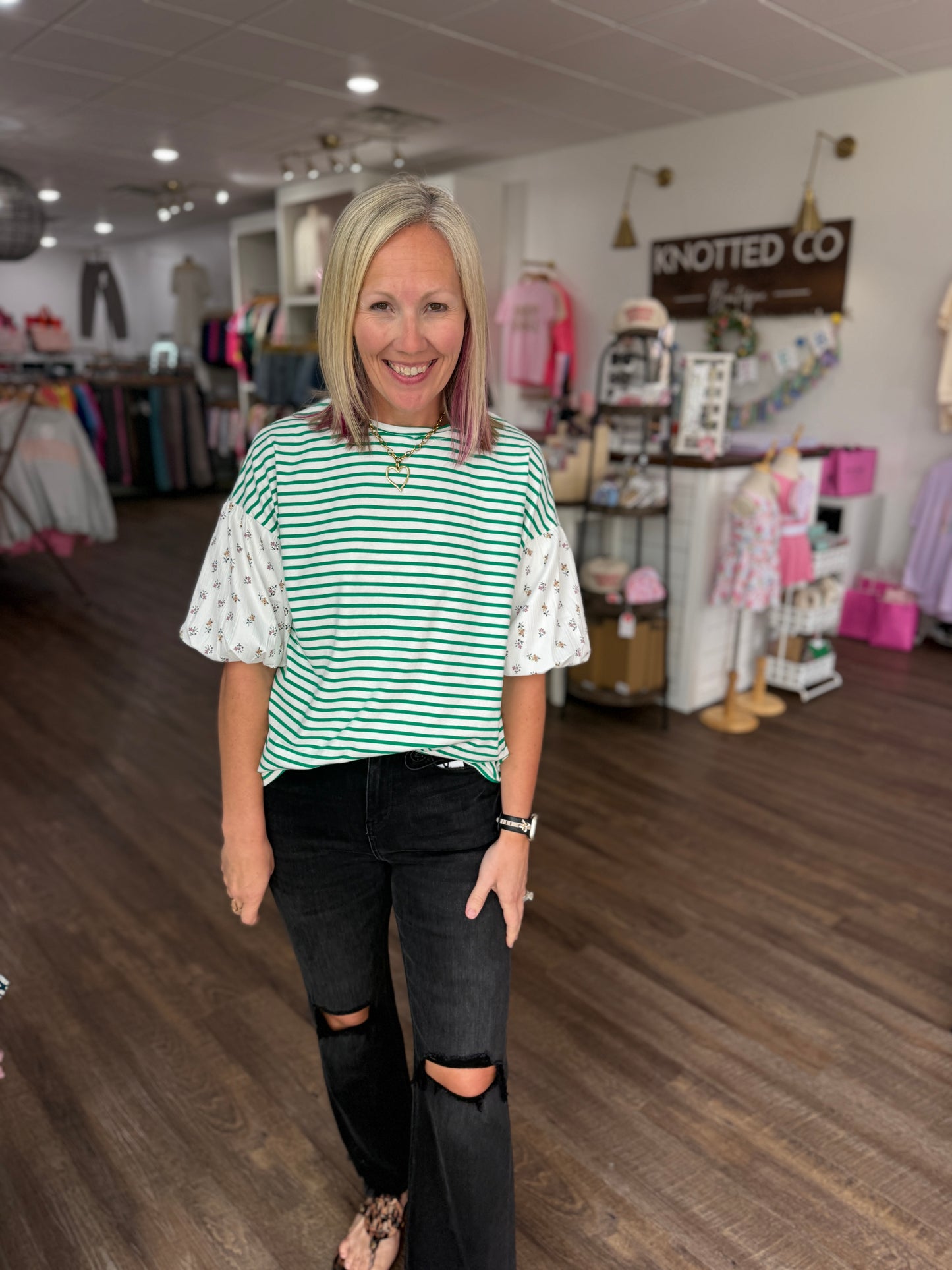 Spring Patchwork Top- Green