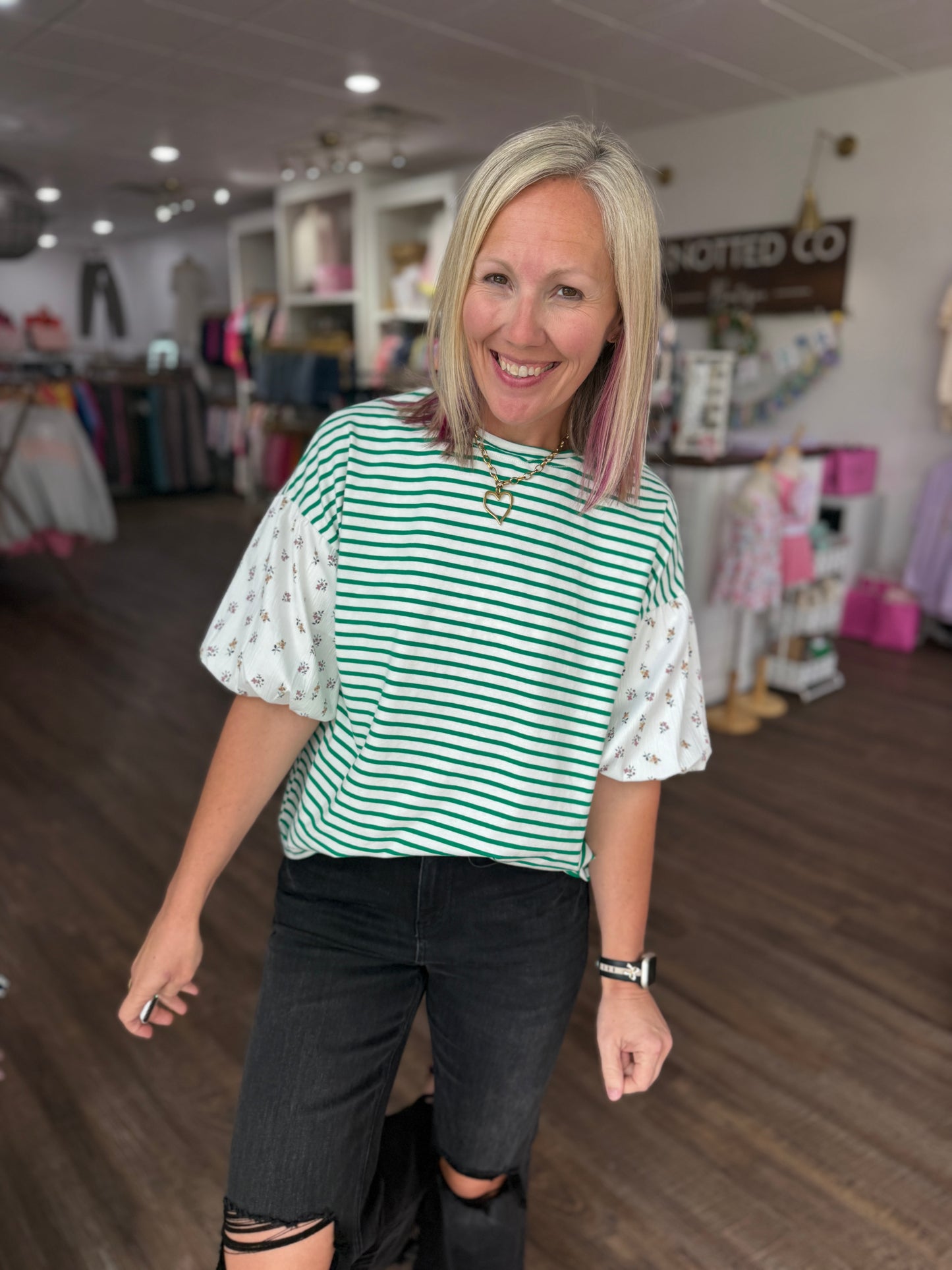 Spring Patchwork Top- Green