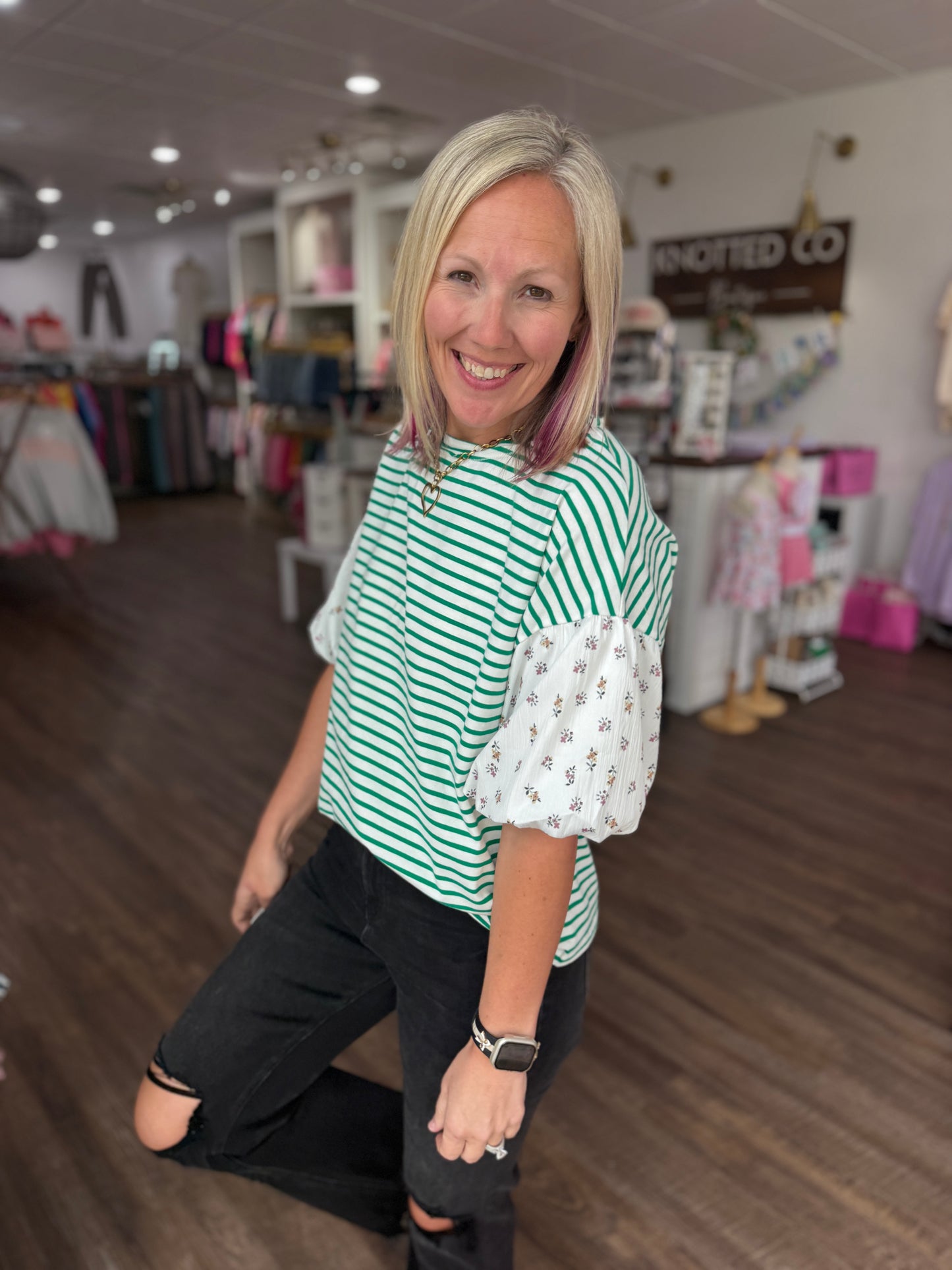 Spring Patchwork Top- Green