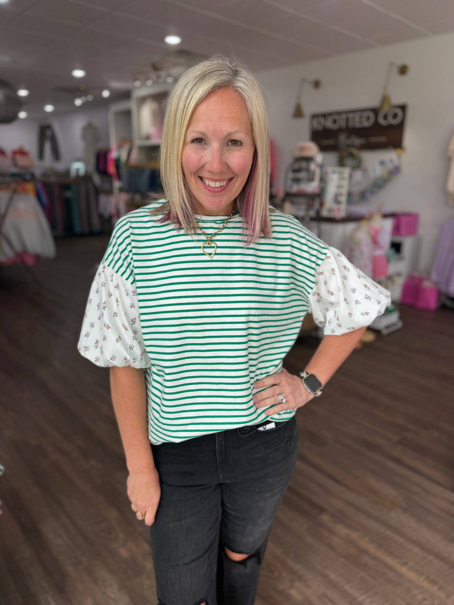 Spring Patchwork Top- Green