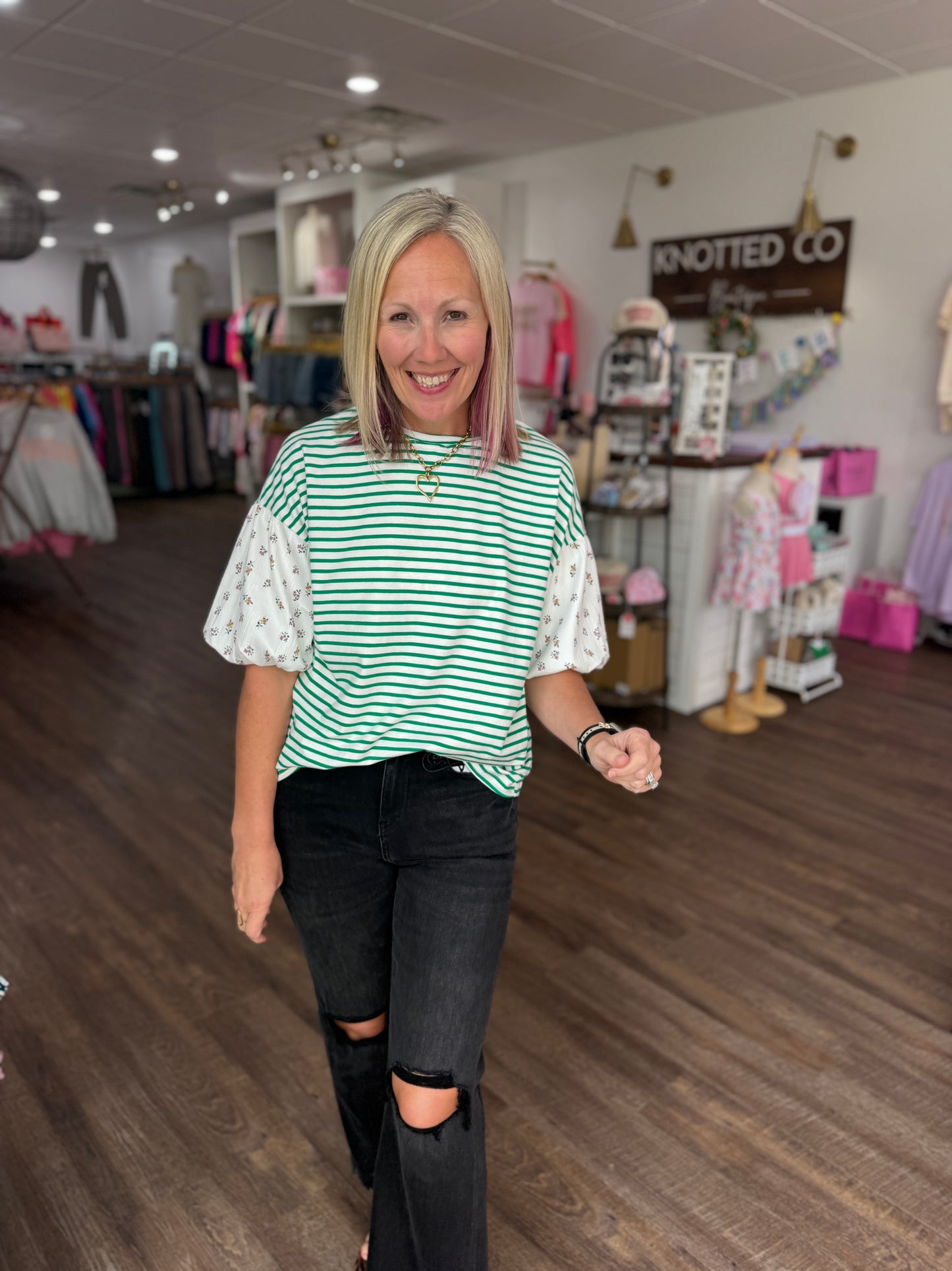 Spring Patchwork Top- Green