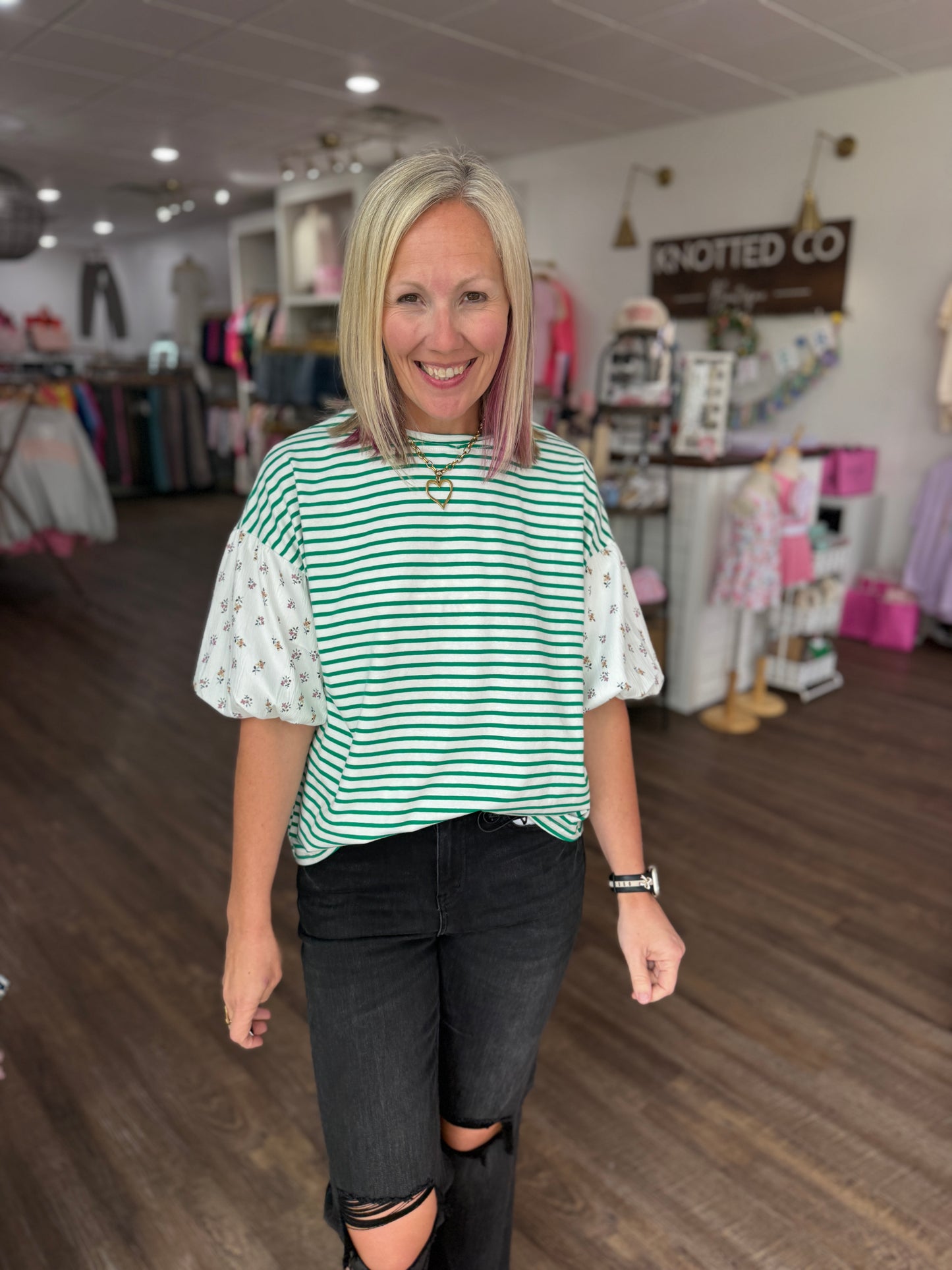 Spring Patchwork Top- Green