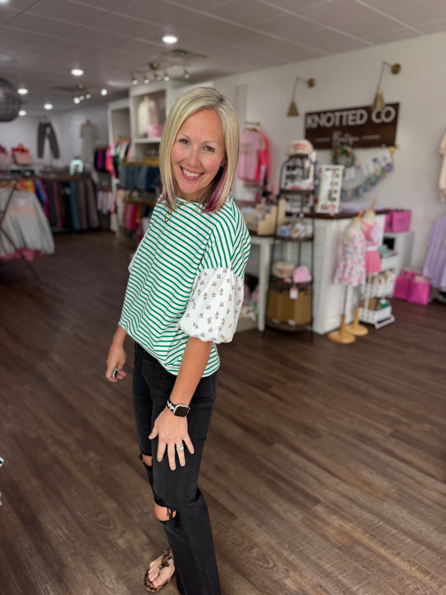 Spring Patchwork Top- Green