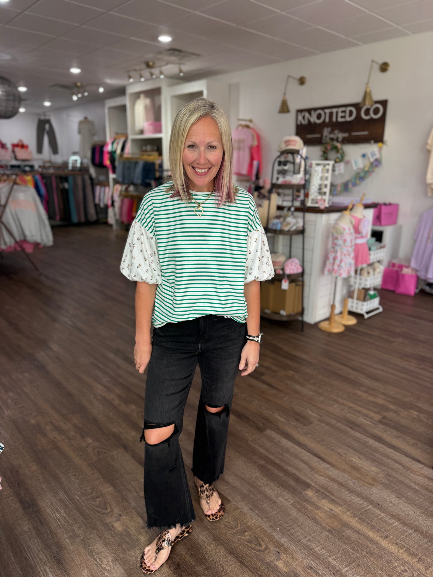 Spring Patchwork Top- Green