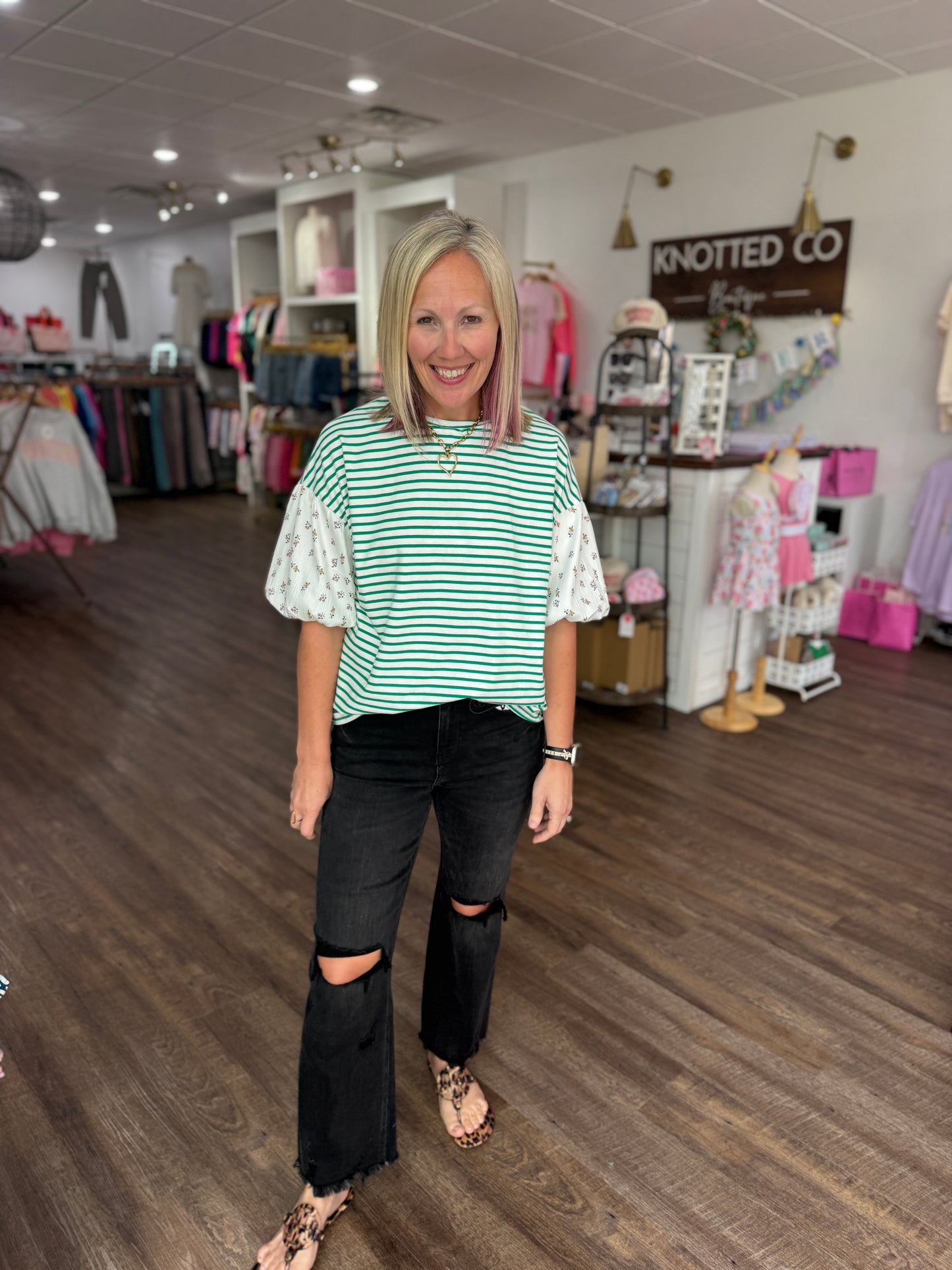 Spring Patchwork Top- Green