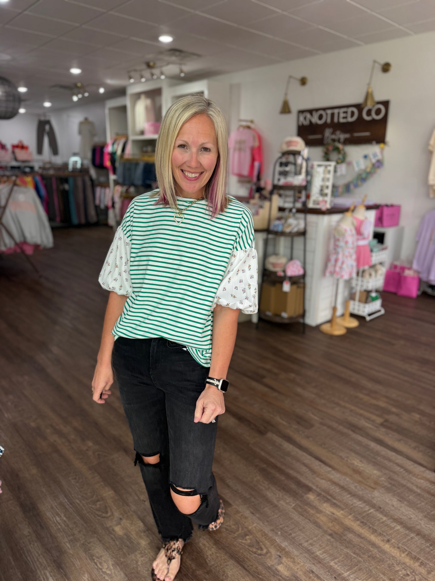 Spring Patchwork Top- Green