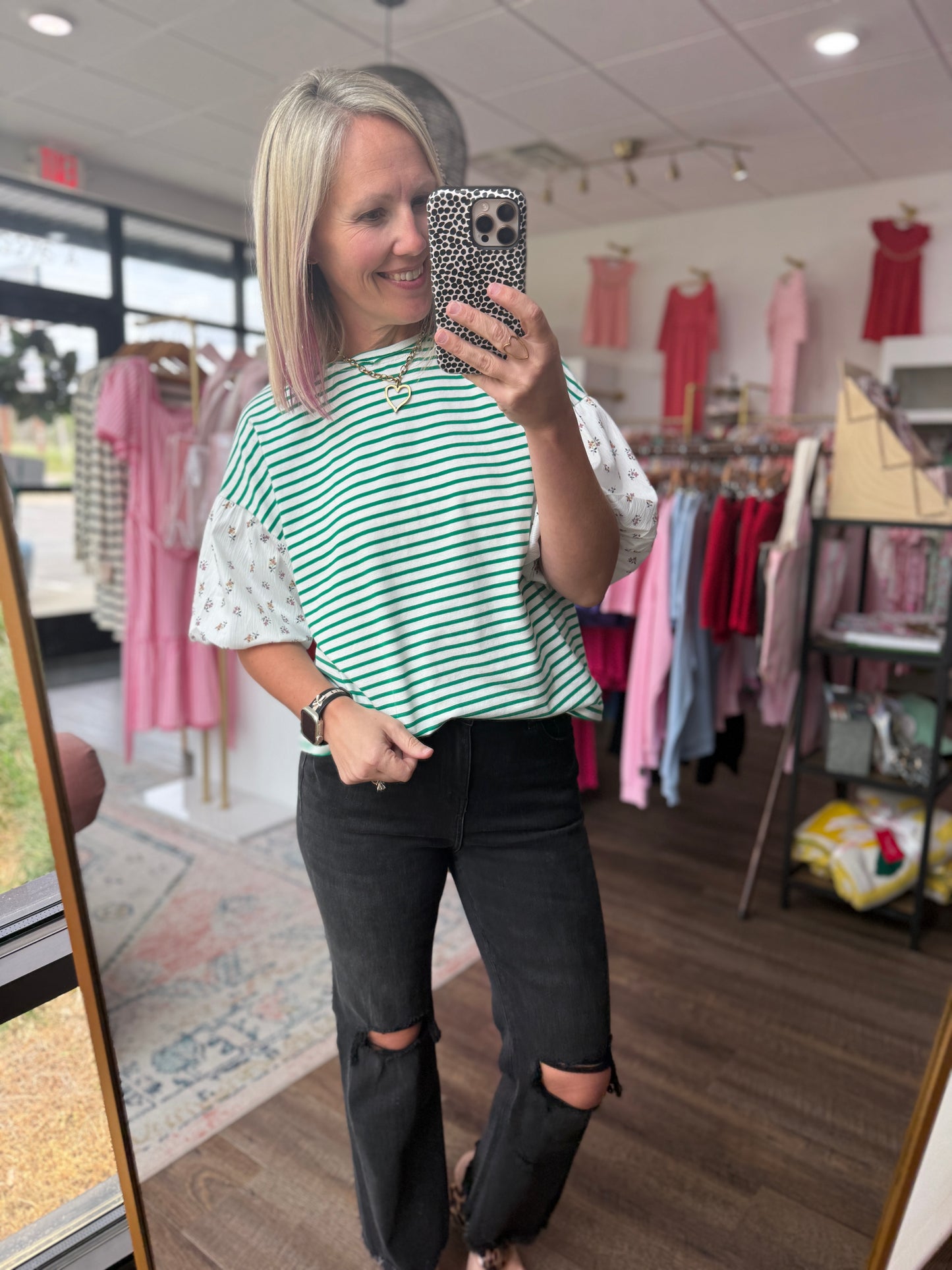 Spring Patchwork Top- Green
