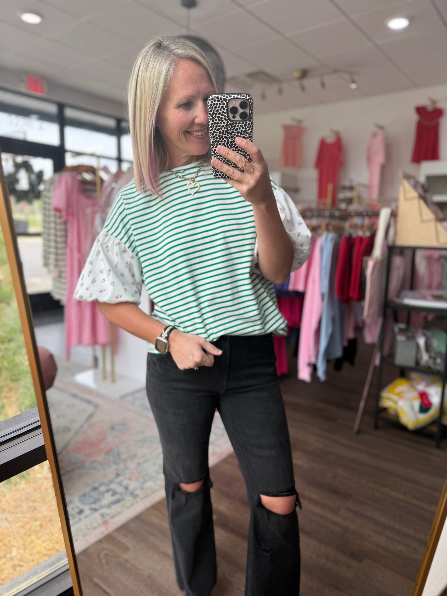 Spring Patchwork Top- Green