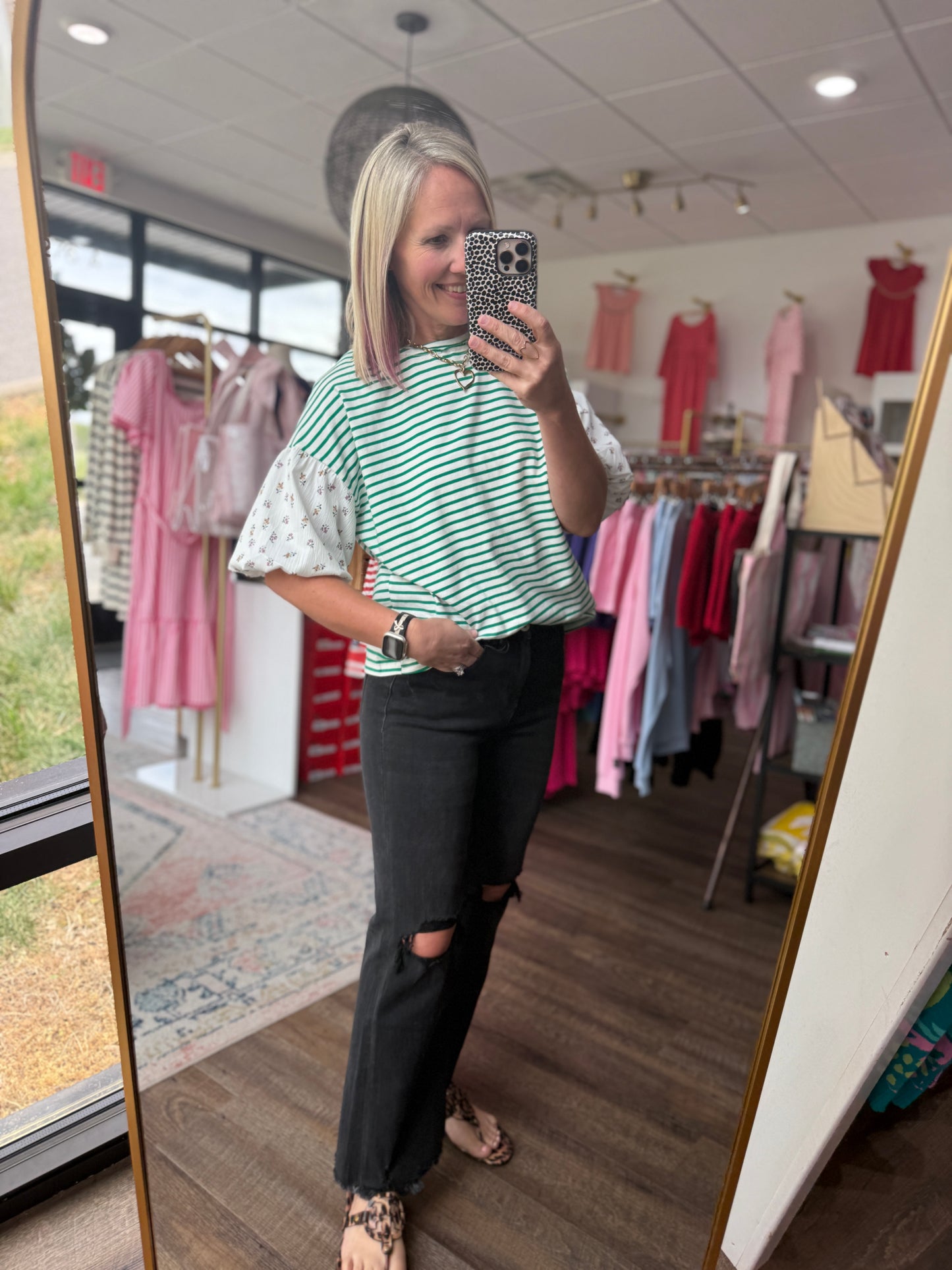 Spring Patchwork Top- Green
