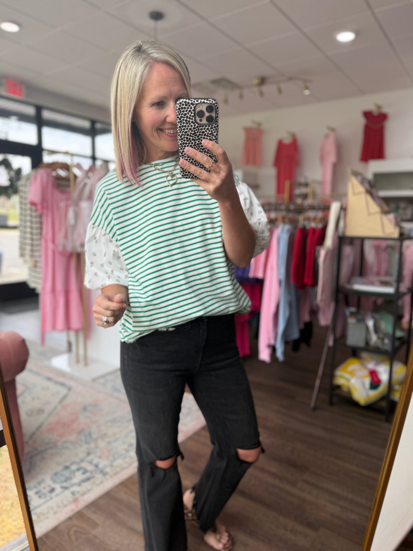 Spring Patchwork Top- Green