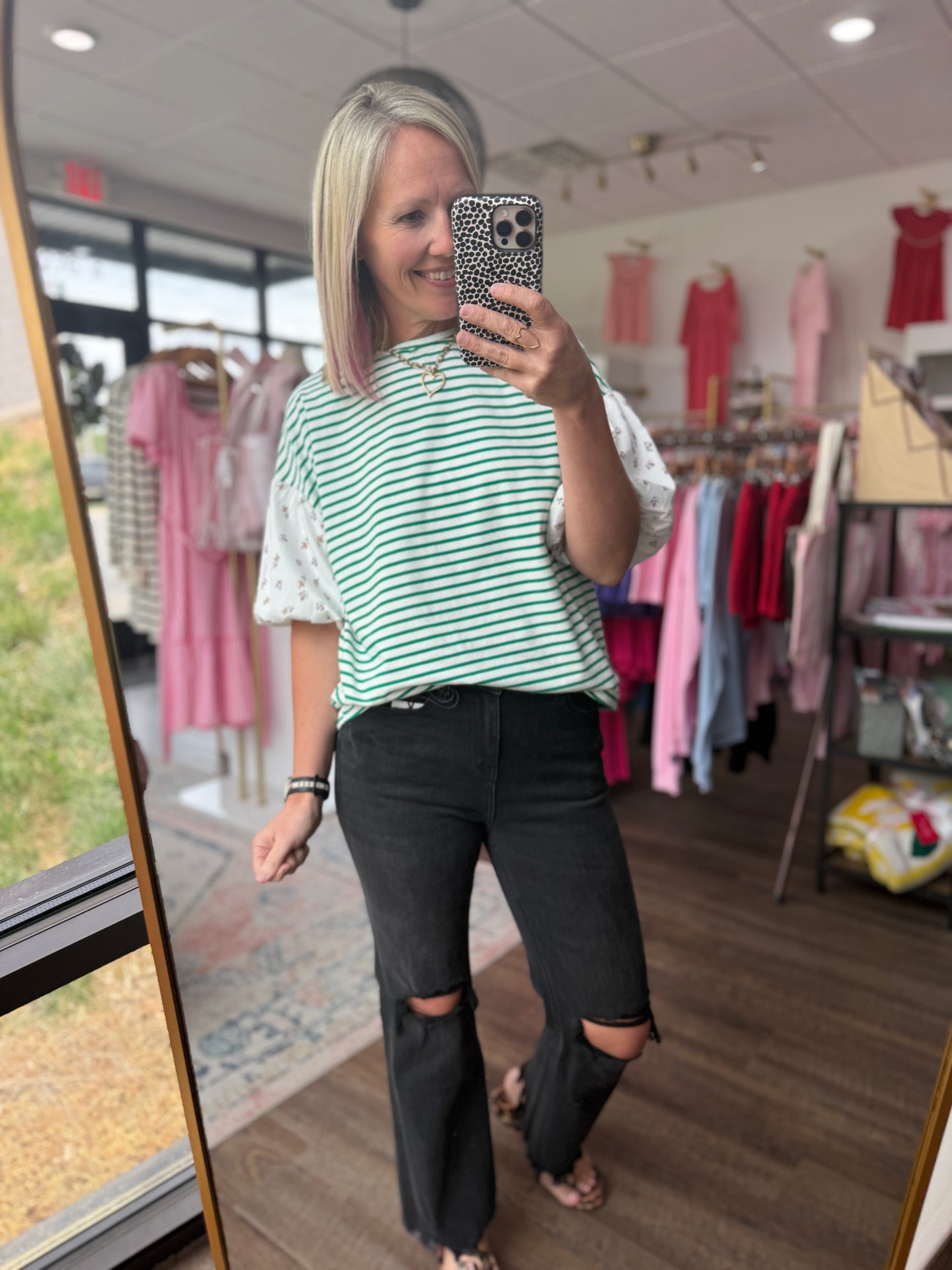 Spring Patchwork Top- Green