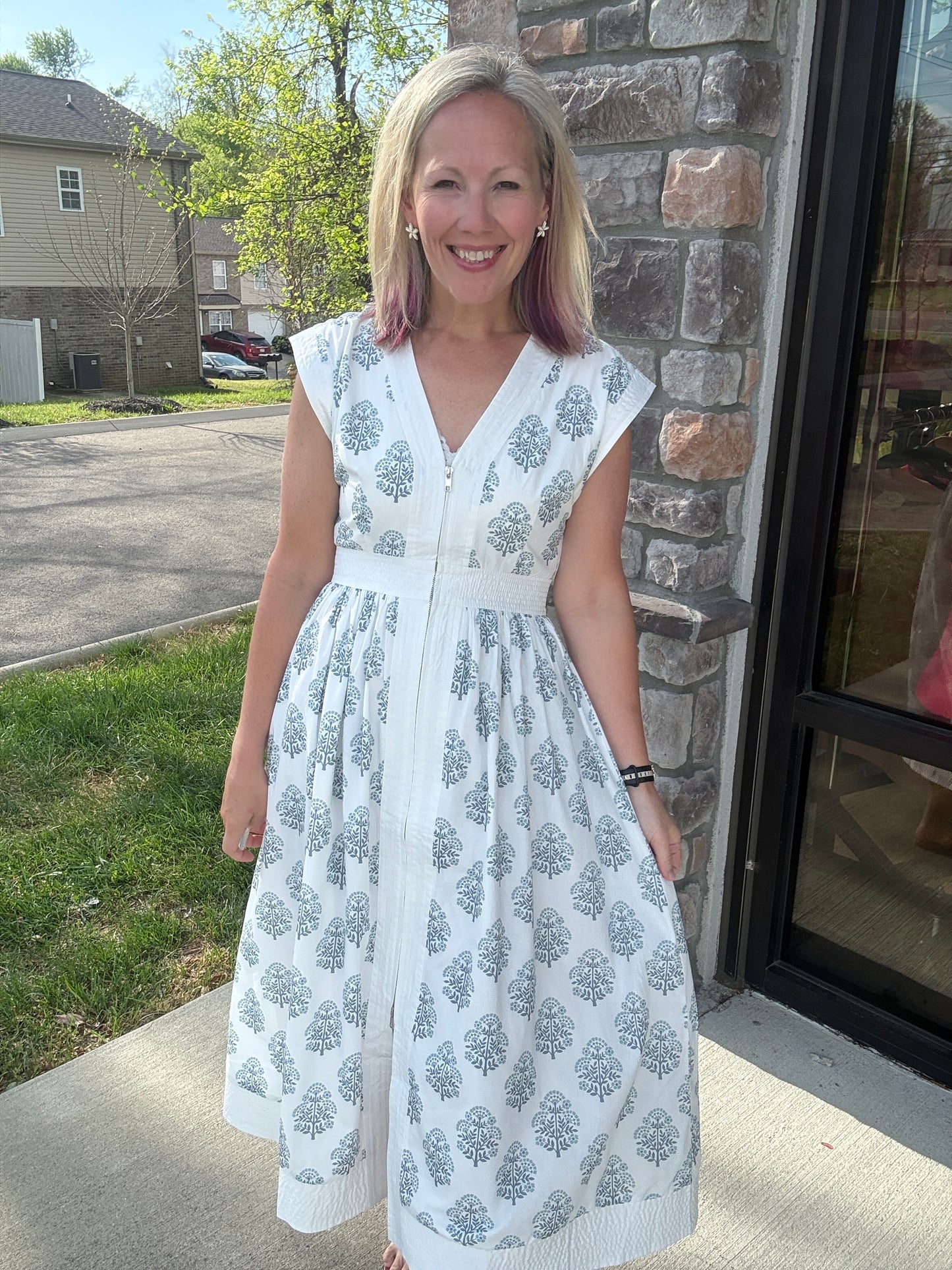 Porcelain Blue Zip Dress
