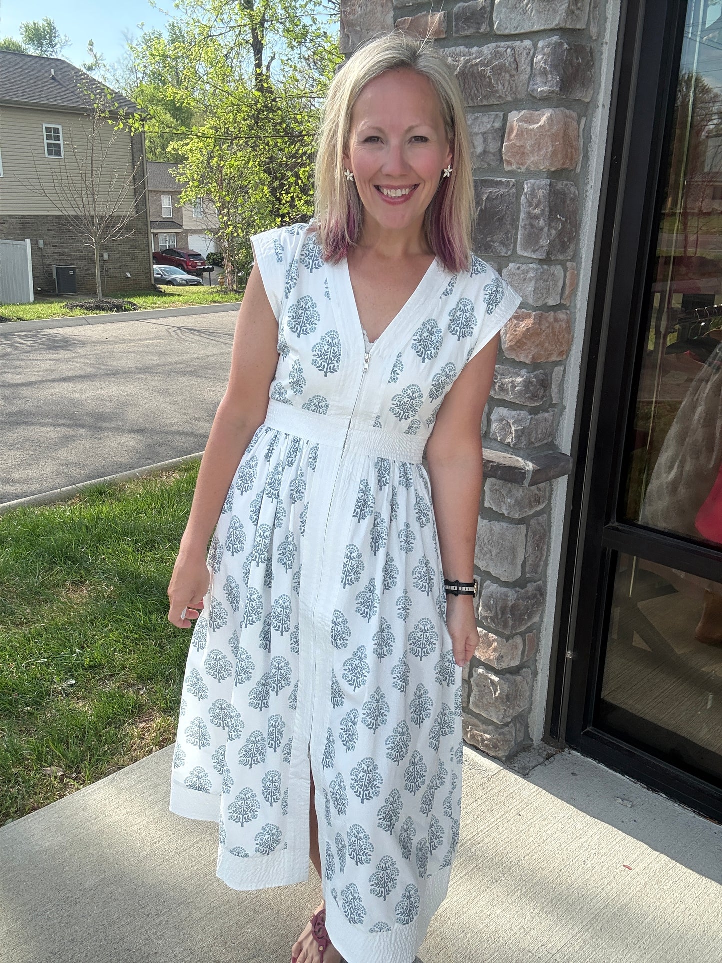 Porcelain Blue Zip Dress