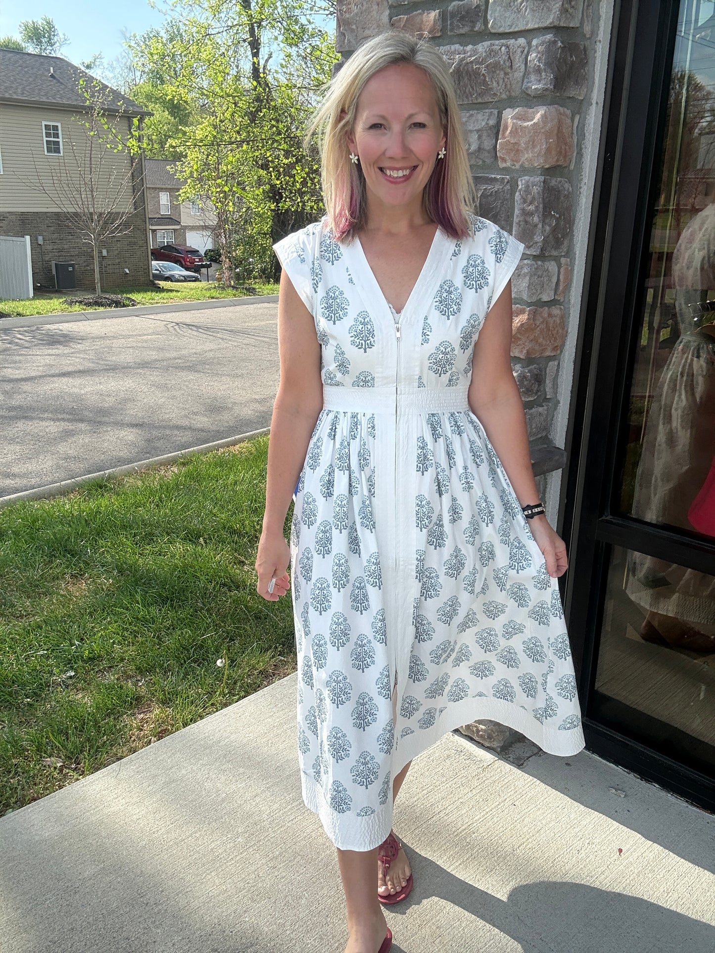 Porcelain Blue Zip Dress