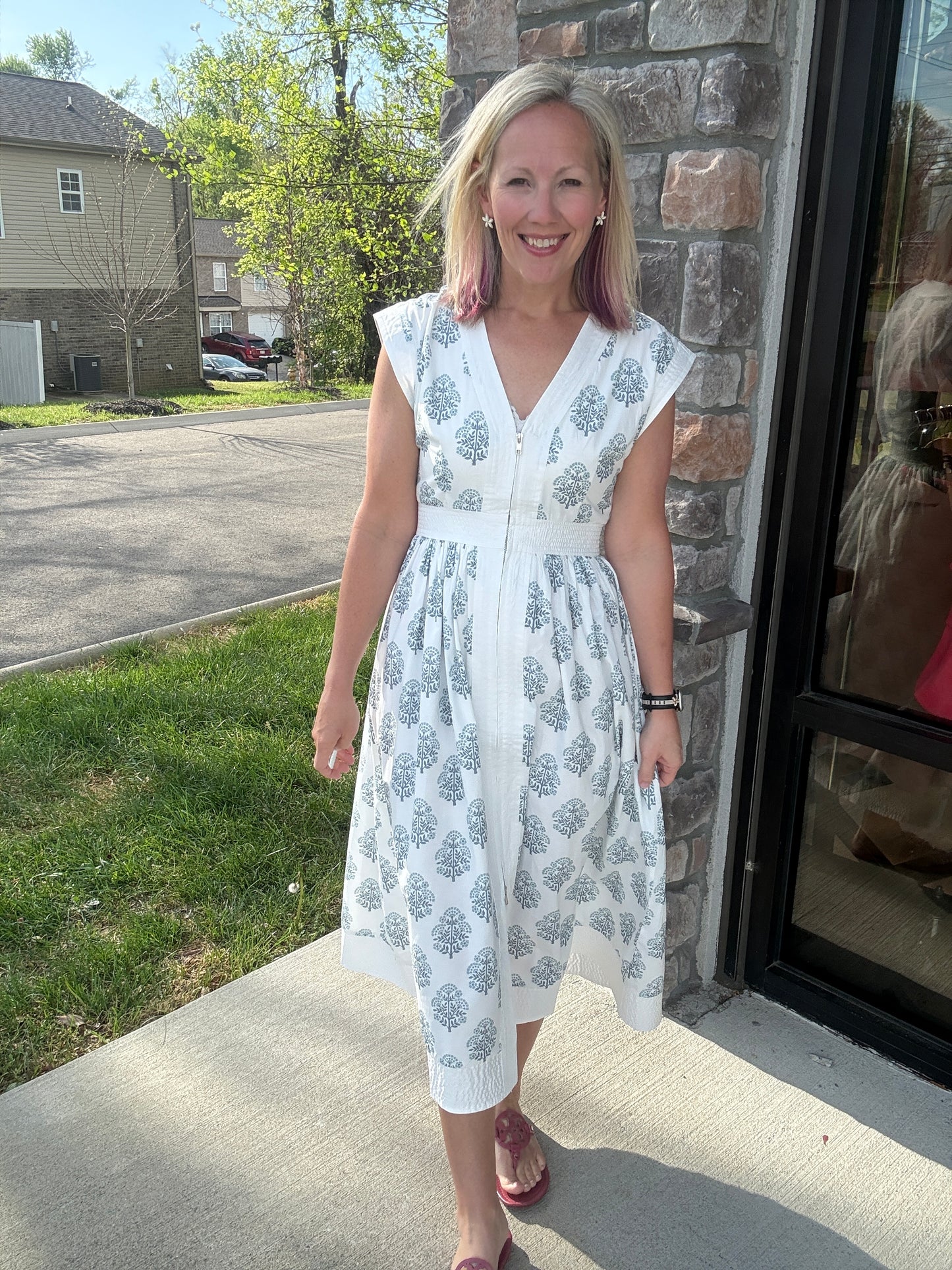 Porcelain Blue Zip Dress
