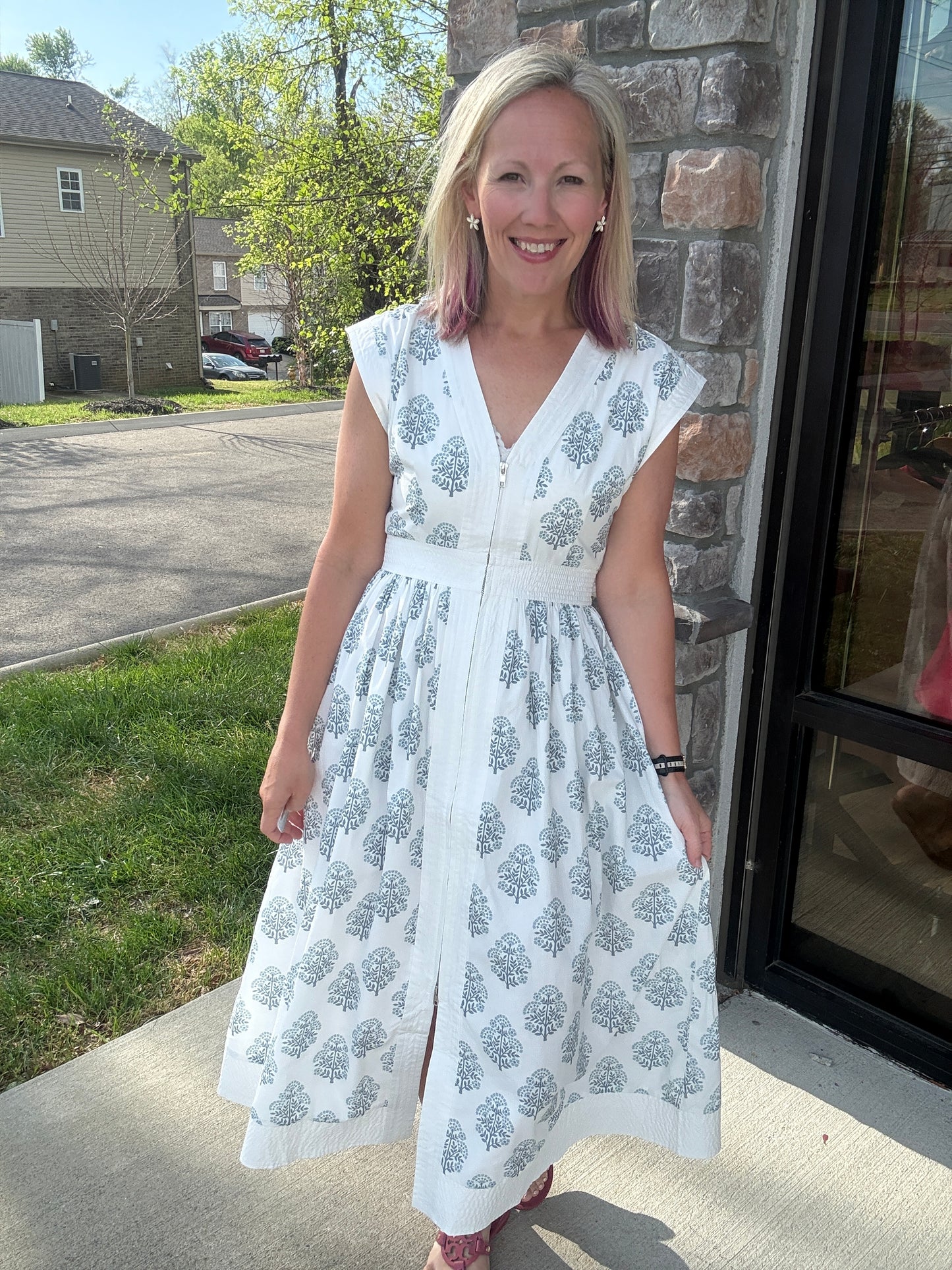 Porcelain Blue Zip Dress
