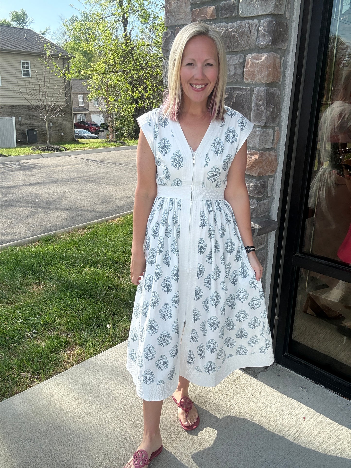 Porcelain Blue Zip Dress