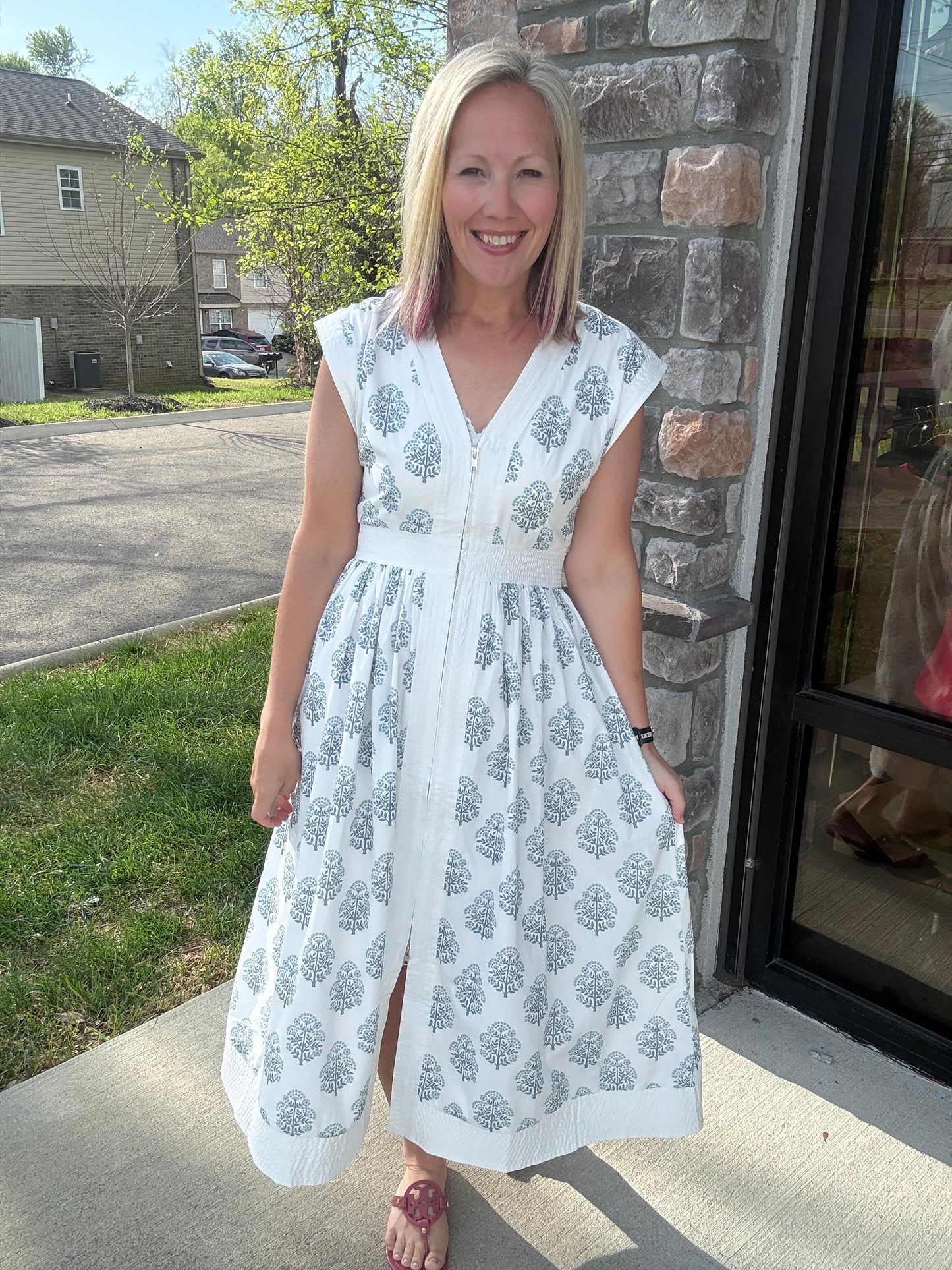 Porcelain Blue Zip Dress