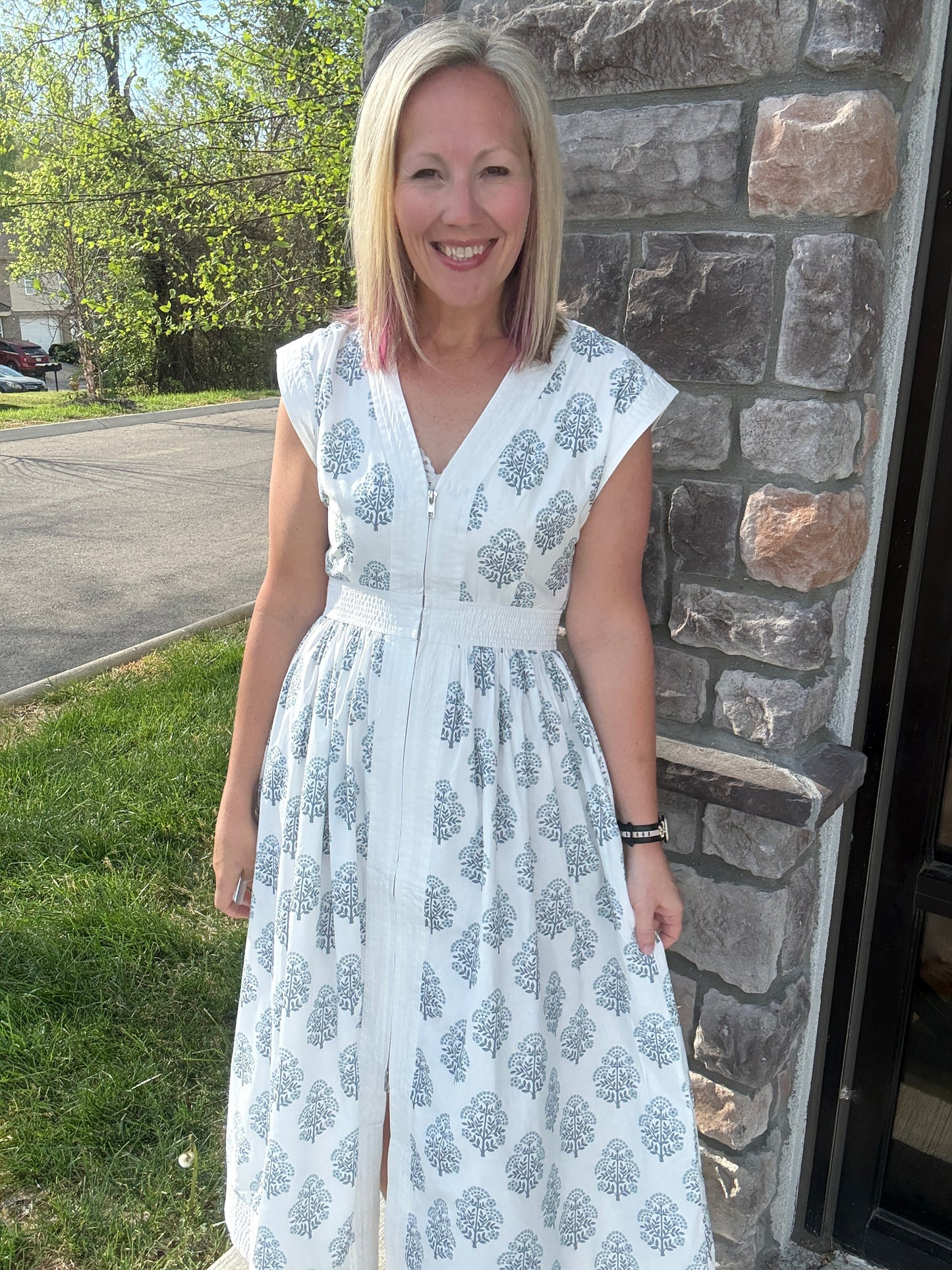 Porcelain Blue Zip Dress
