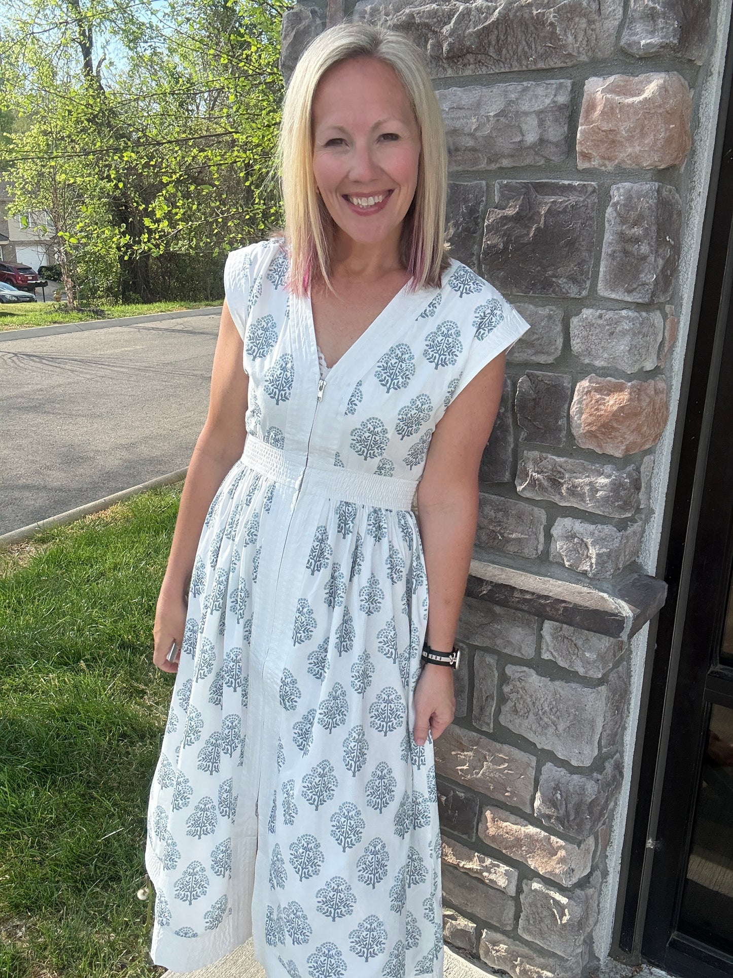 Porcelain Blue Zip Dress