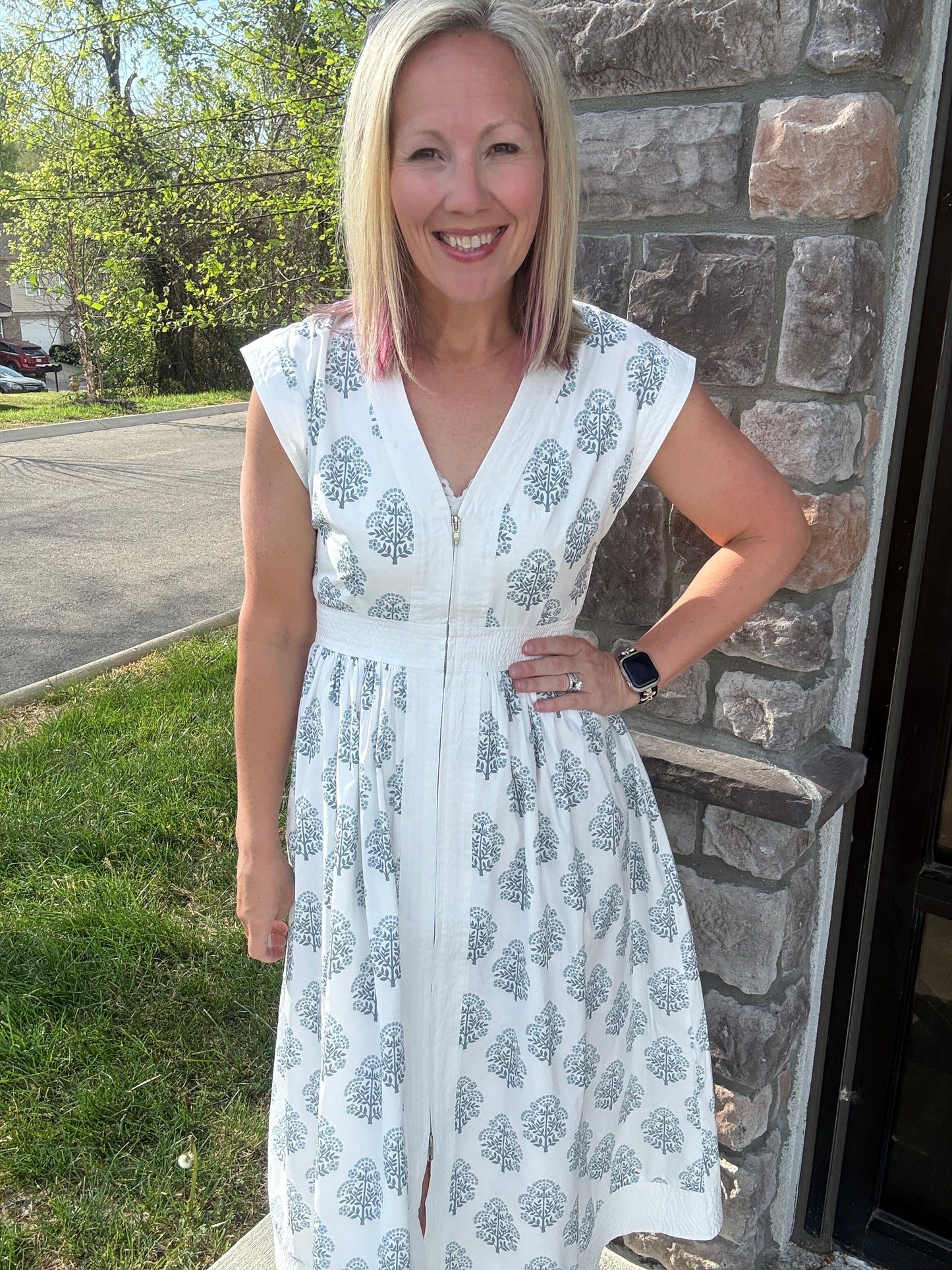 Porcelain Blue Zip Dress