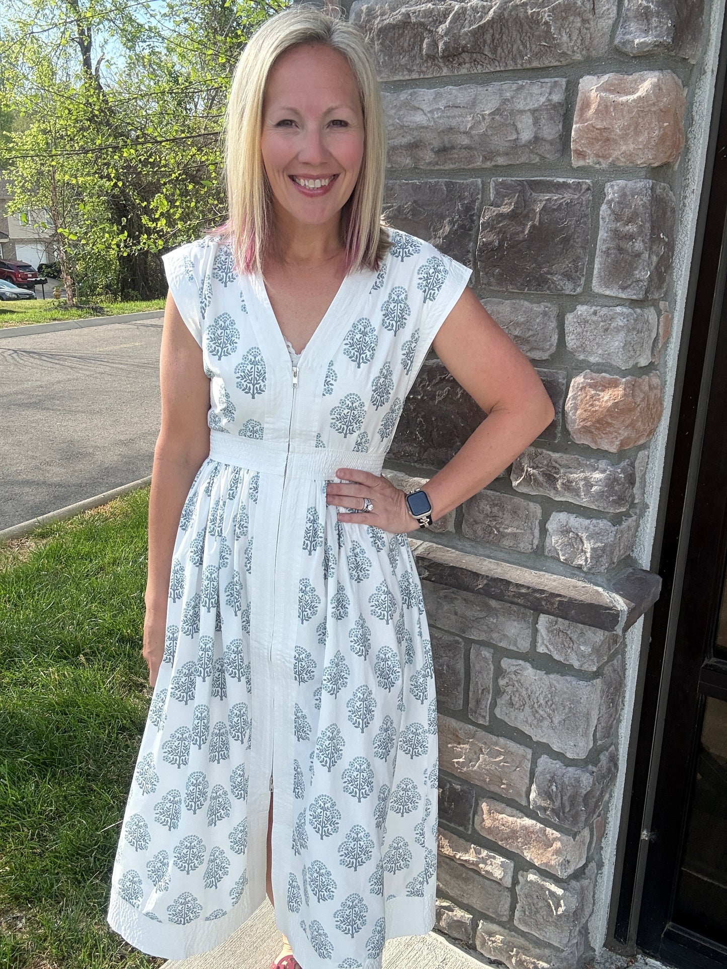 Porcelain Blue Zip Dress