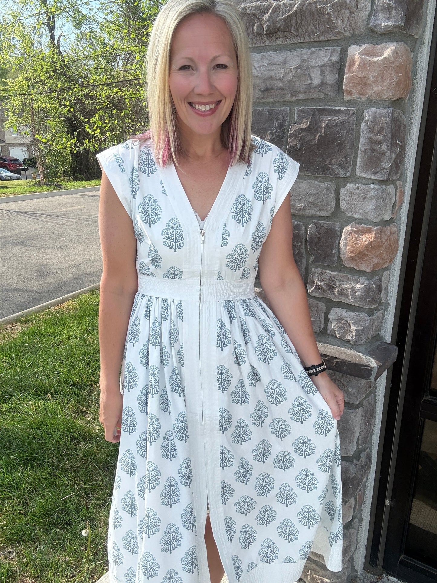 Porcelain Blue Zip Dress