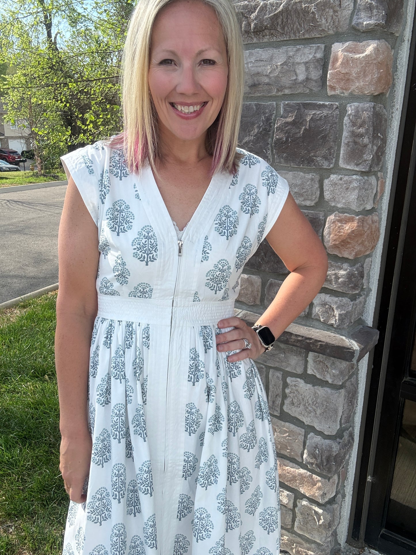 Porcelain Blue Zip Dress