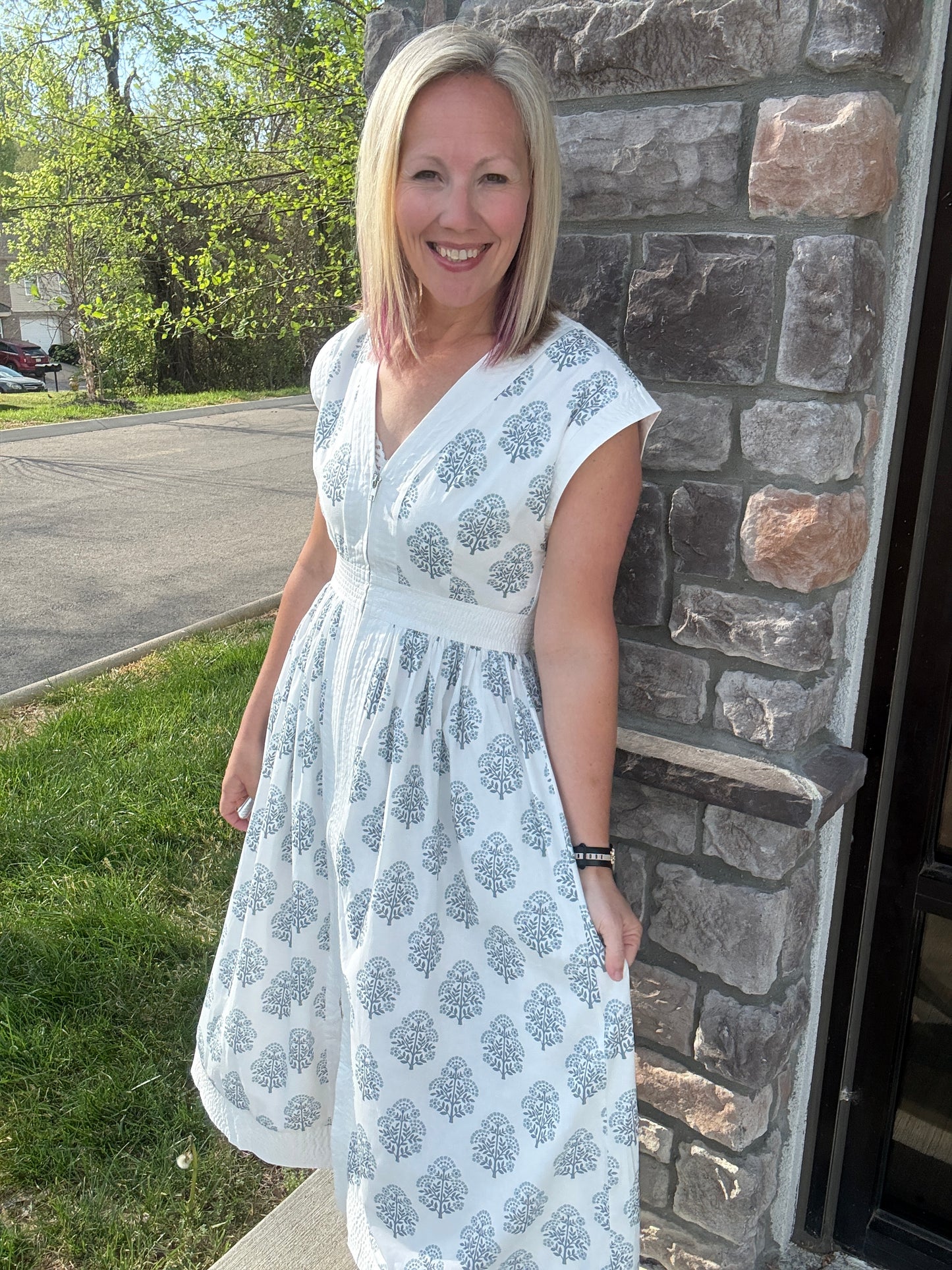 Porcelain Blue Zip Dress