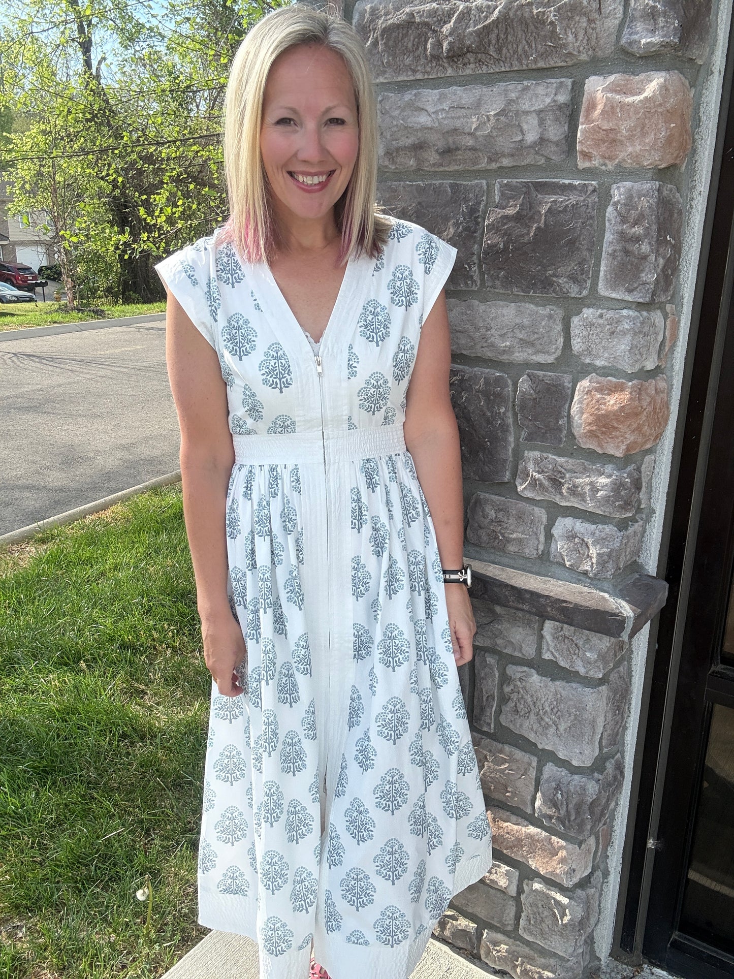 Porcelain Blue Zip Dress