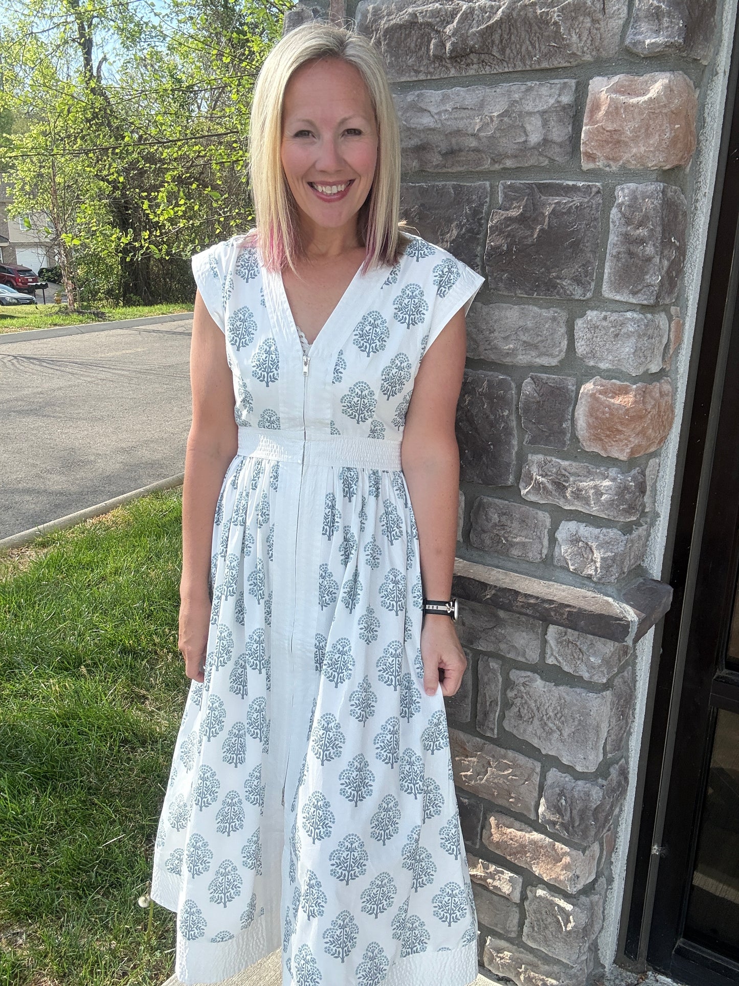 Porcelain Blue Zip Dress