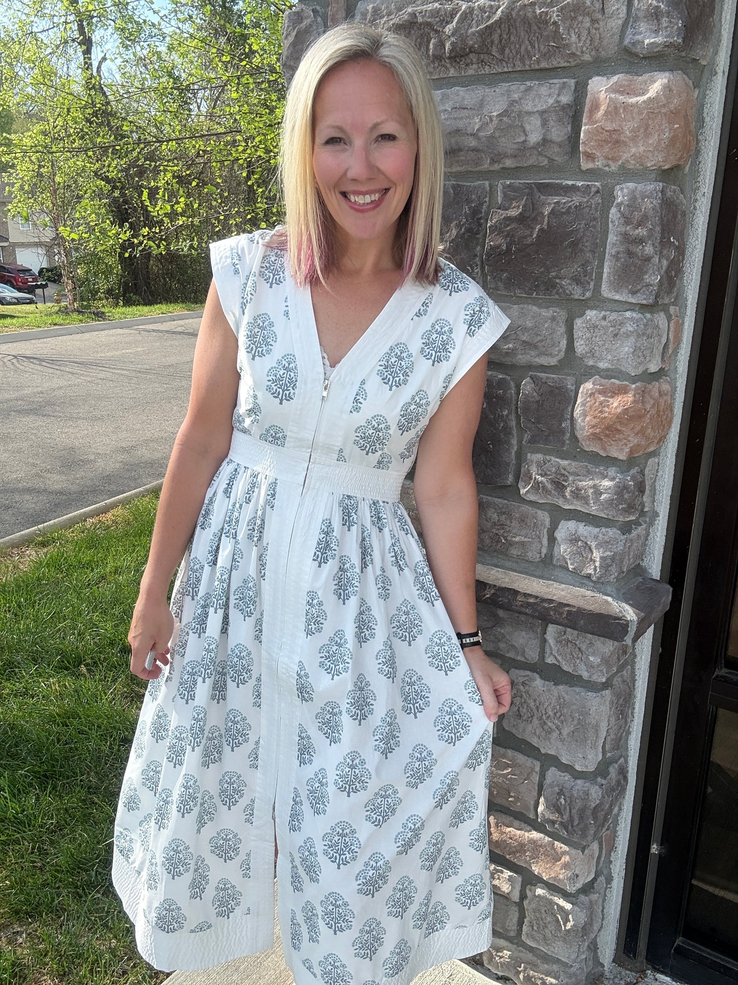 Porcelain Blue Zip Dress