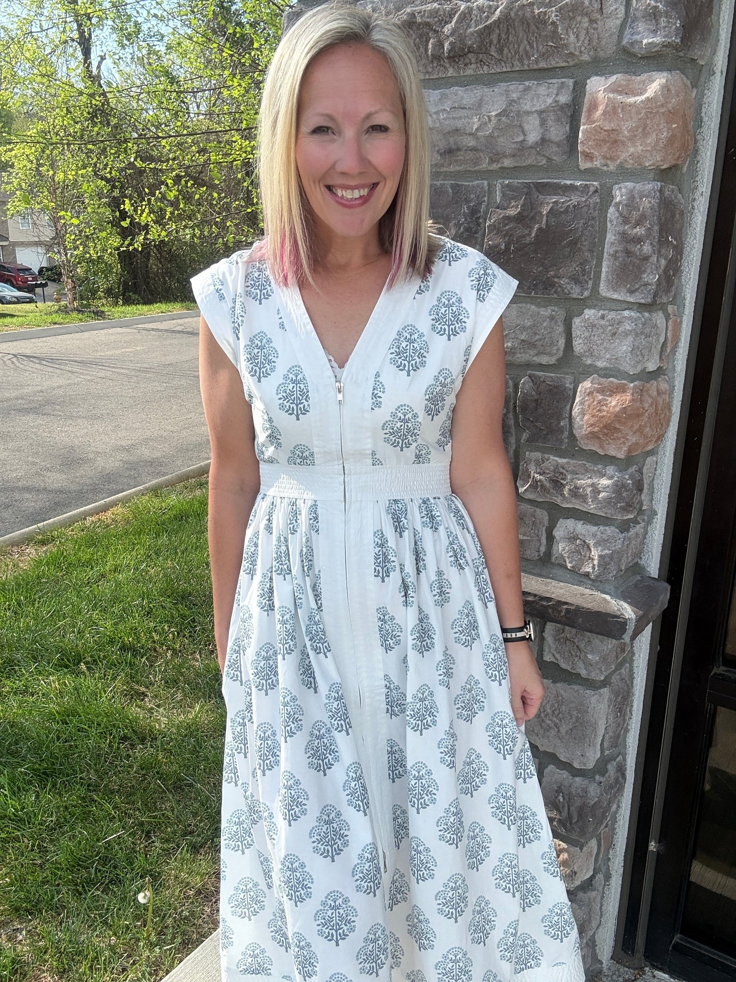 Porcelain Blue Zip Dress