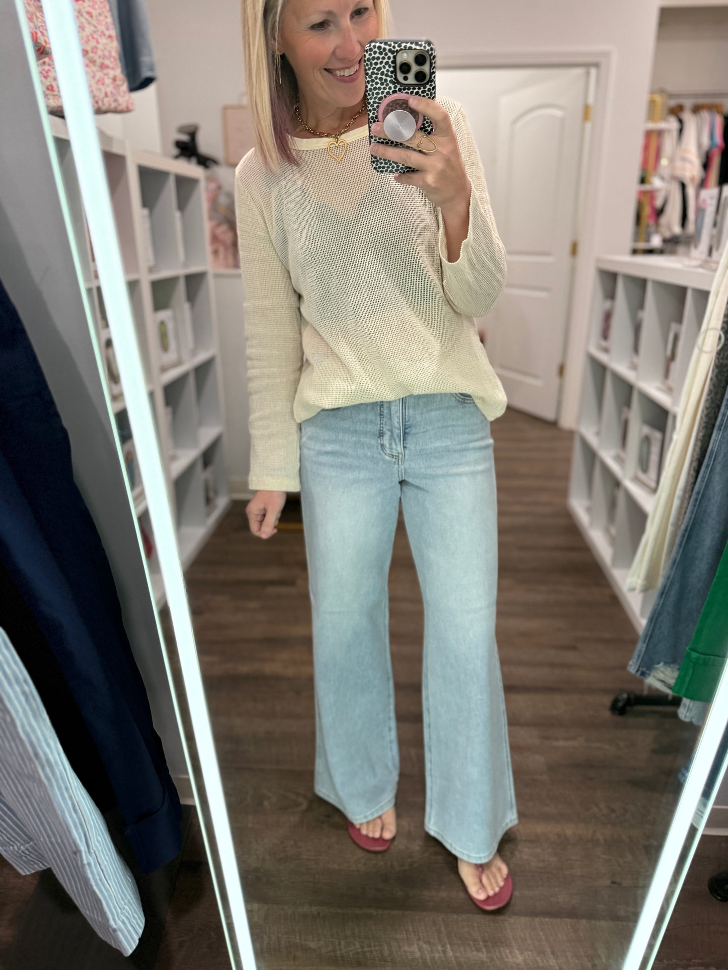 Pink Patch Wide Leg Denim